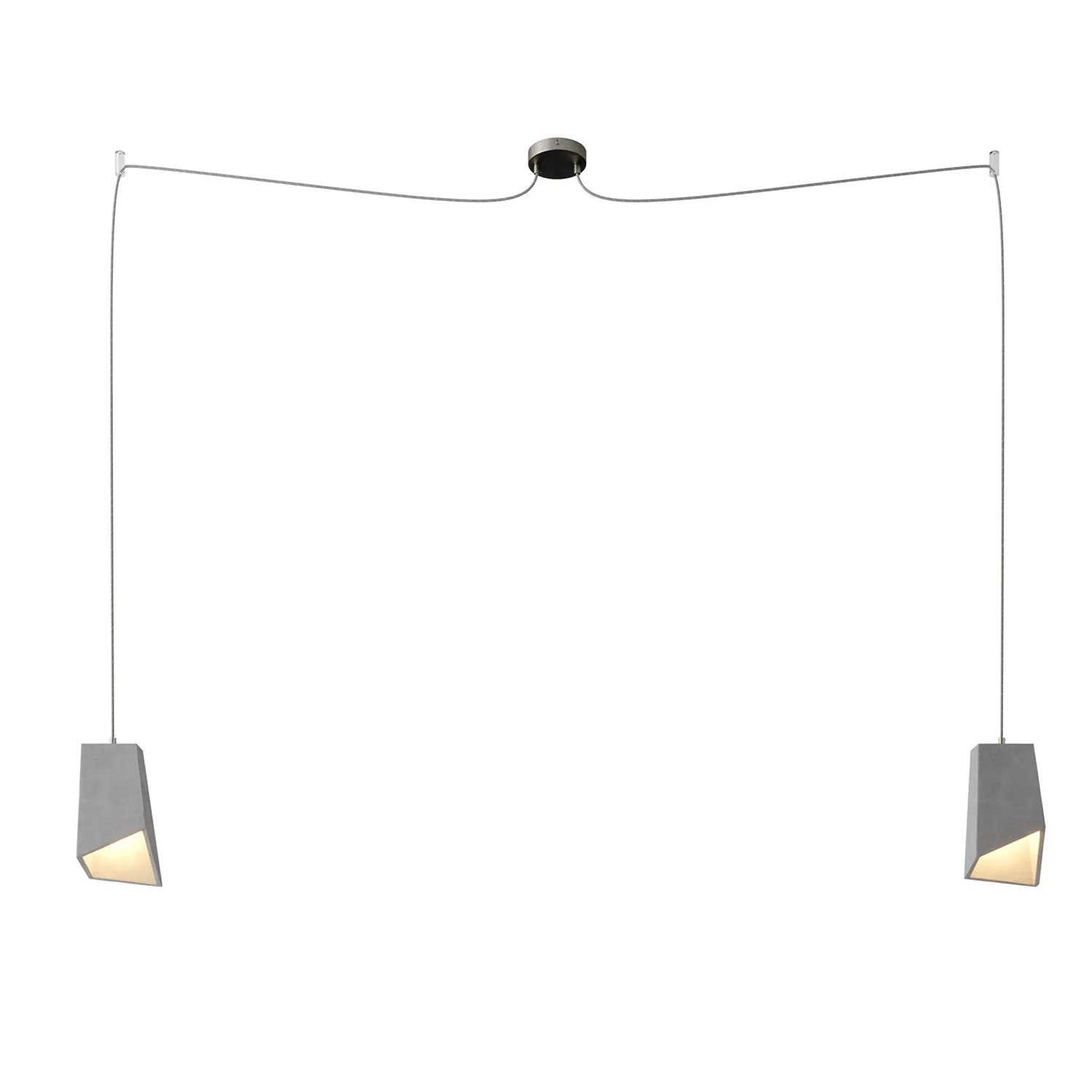 Spider - Multiple pendant lamp with 2 drops and Prisma cement lampshade - Cement Effect