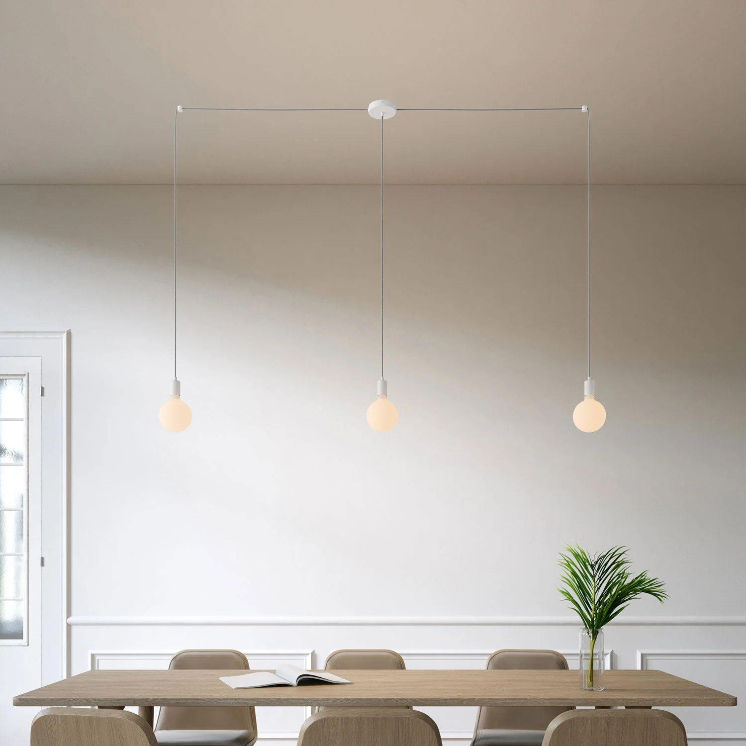 Spider - Multiple pendant lamp with 3 drops and metal finishes - White - Image 2