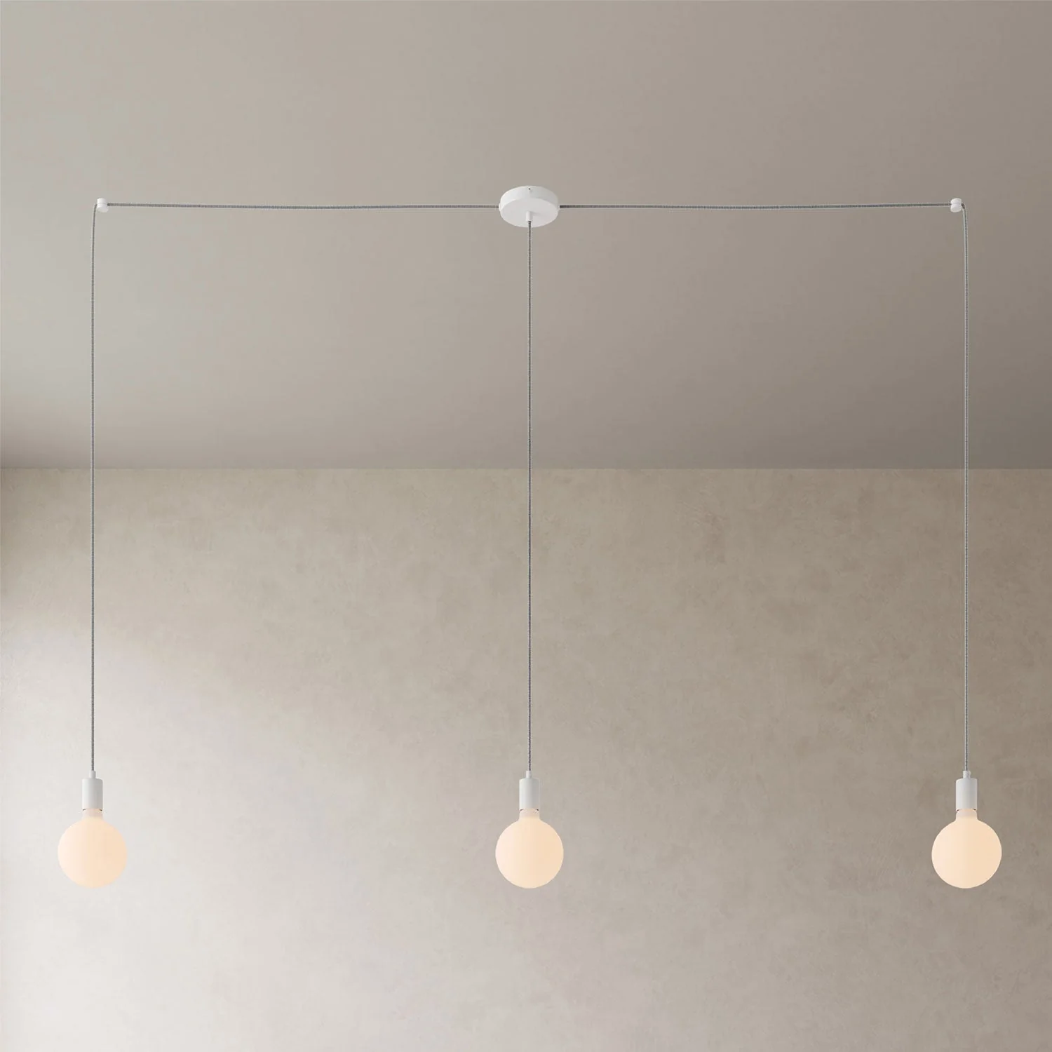 Spider - Multiple pendant lamp with 3 drops and metal finishes - White - Image 3