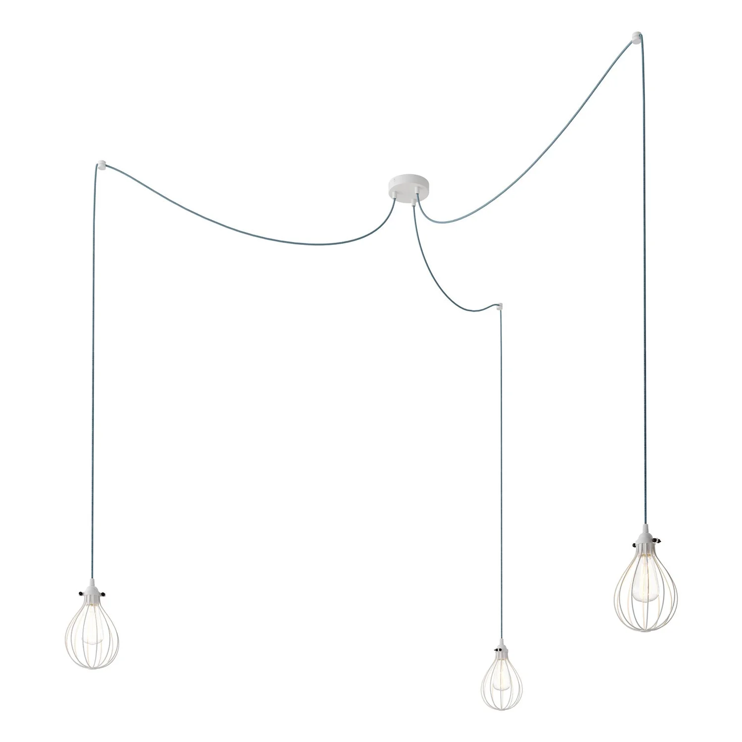 Spider - Multi-drop pendant lamp with 3 drops and Drop lampshade - White