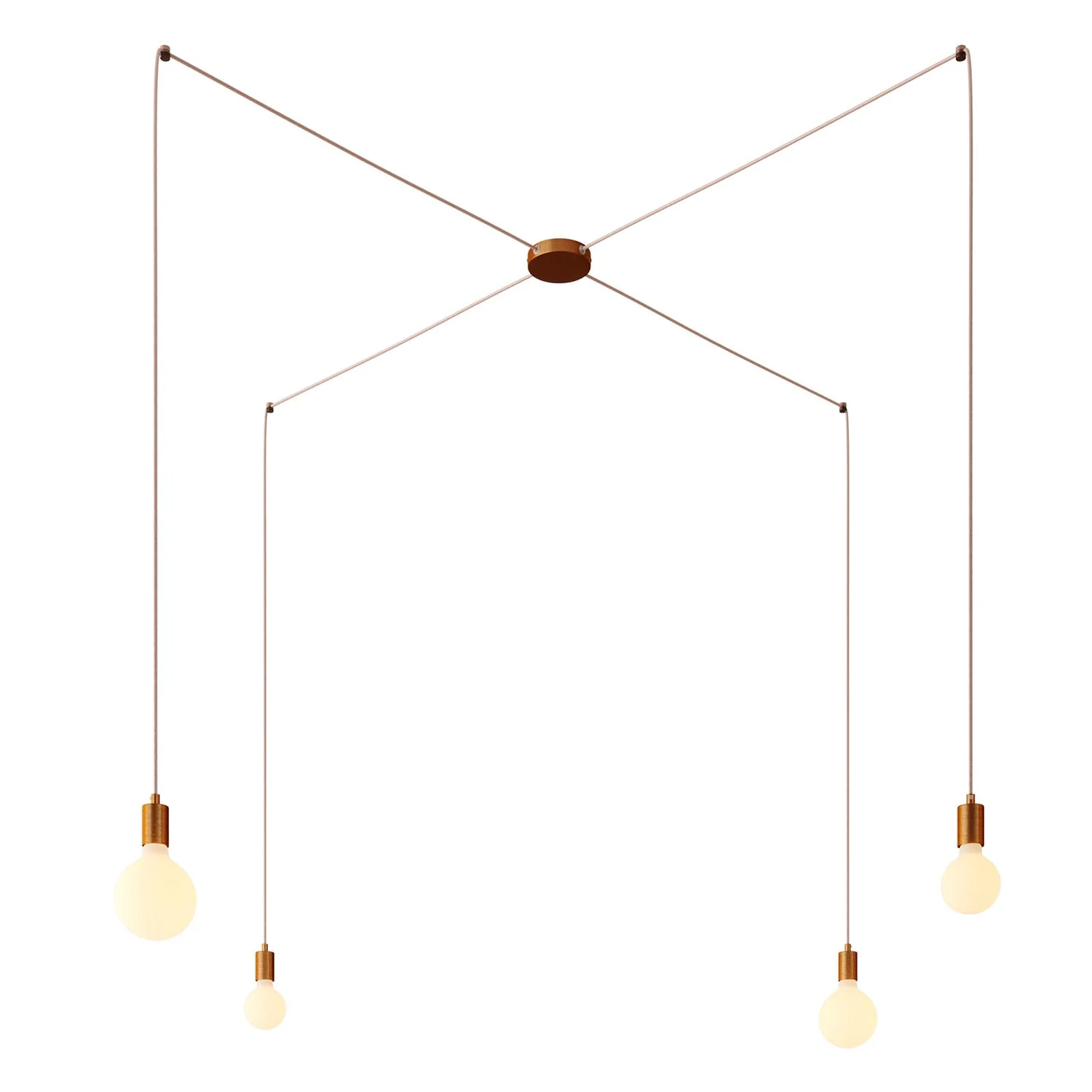 Spider - Multiple pendant lamp with 4 drops and metal finishes - Satin copper