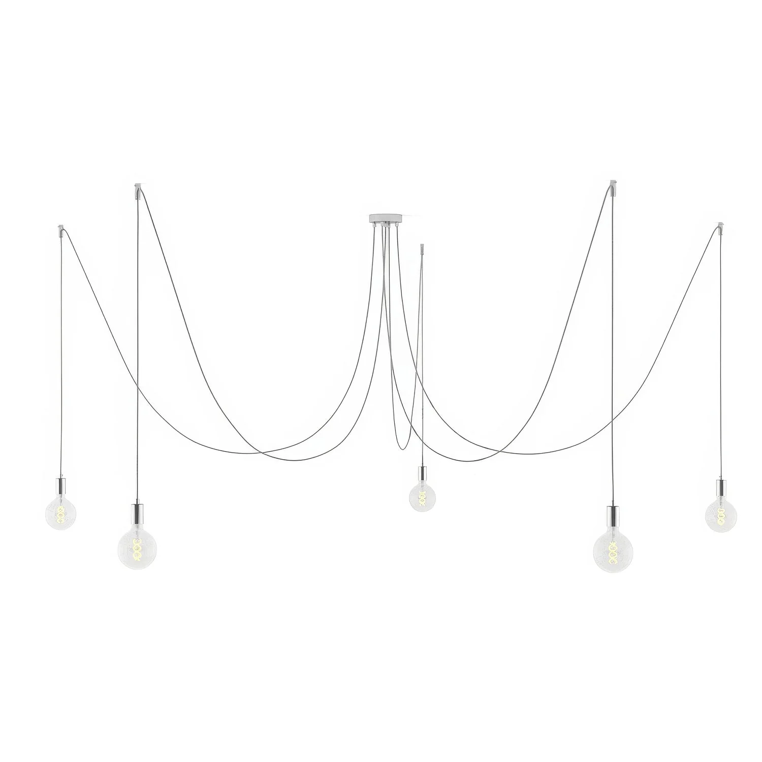 Spider - Multi-drop pendant lamp with 5 drops and metal finishes - Chrome