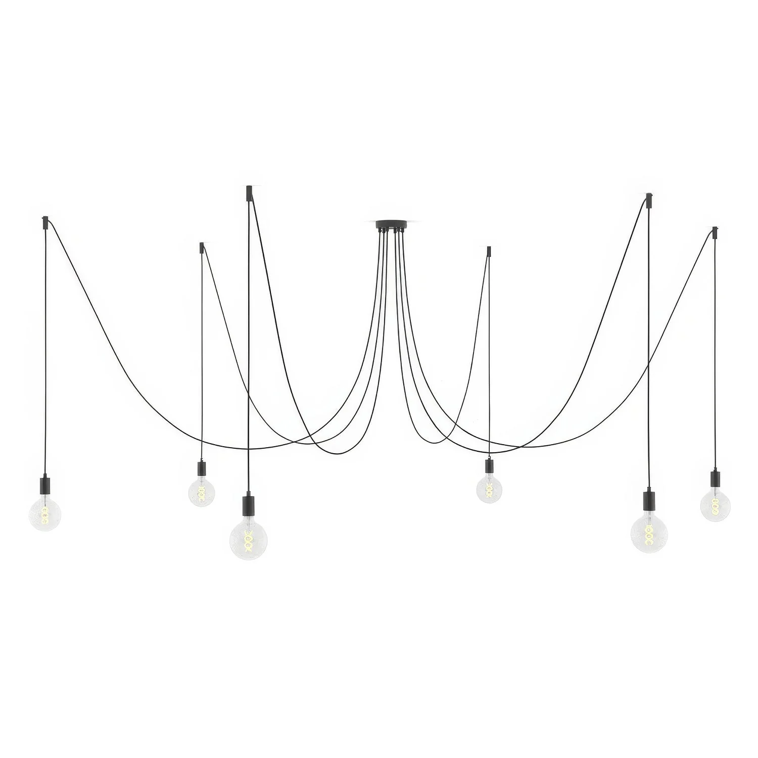 Spider - Multi-drop pendant lamp with 6 drops and metal finishes - Black