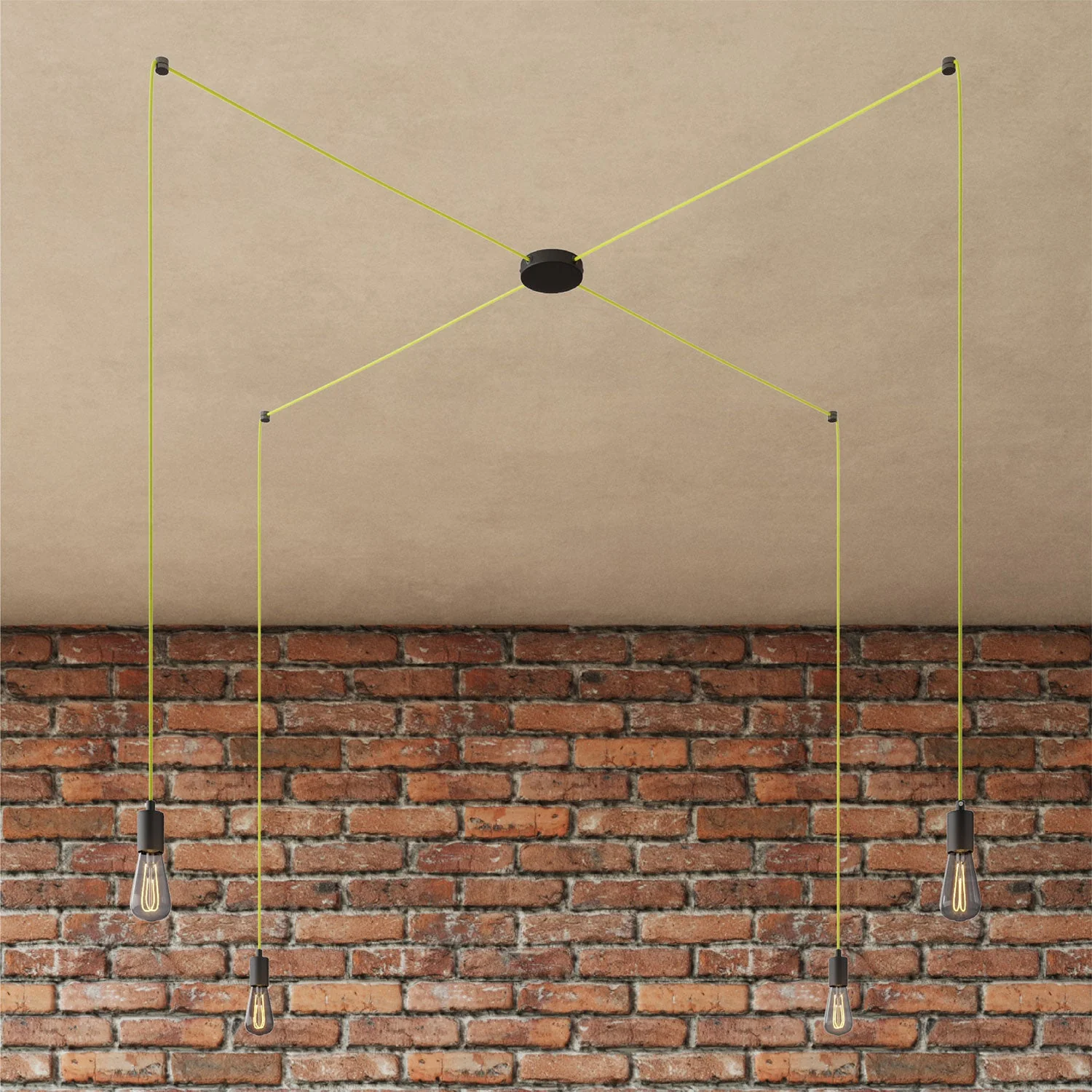 Spider - Multiple pendant lamp with 4 drops and metal finishes - Black - Image 3
