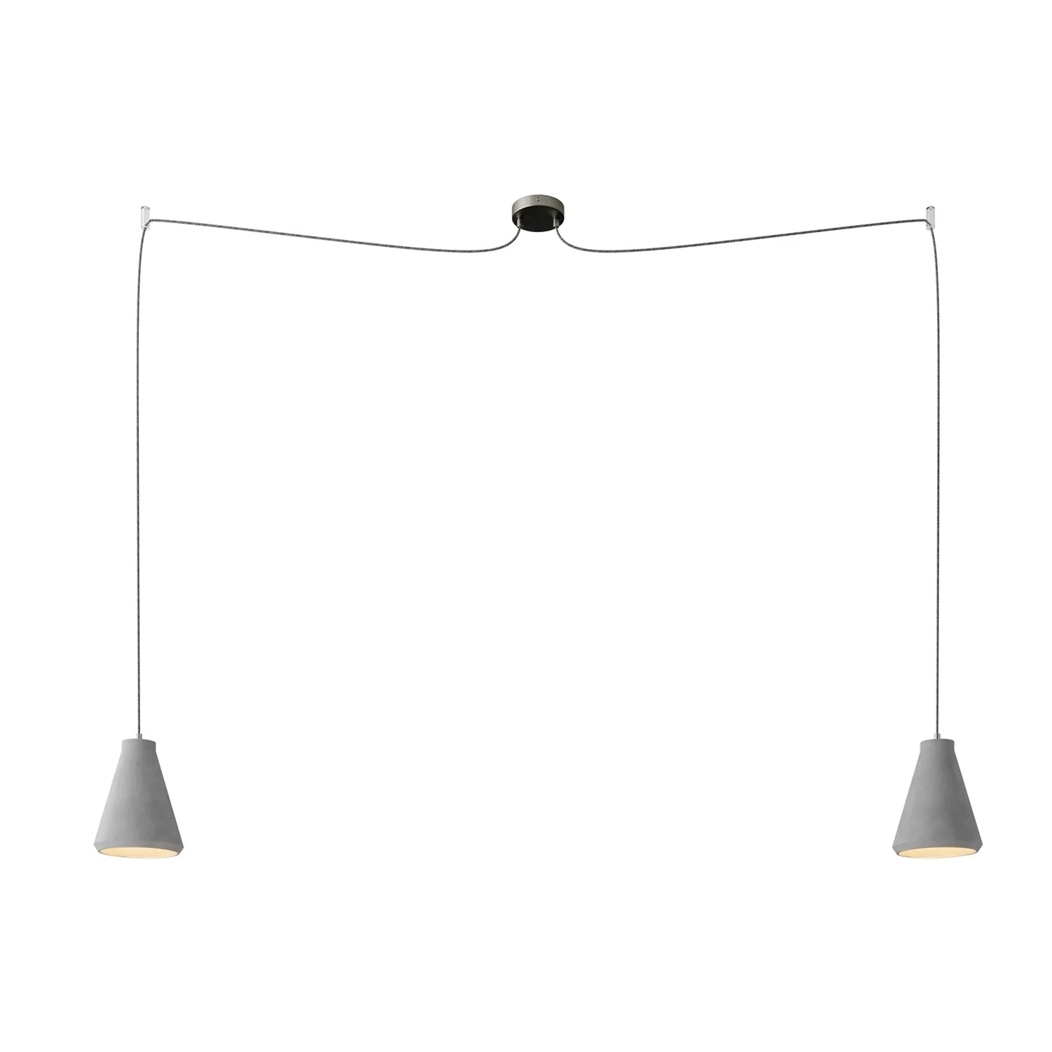 Spider - Multi-drop pendant light with 2 drops and Funnel lampshade in concrete - Concrete effect