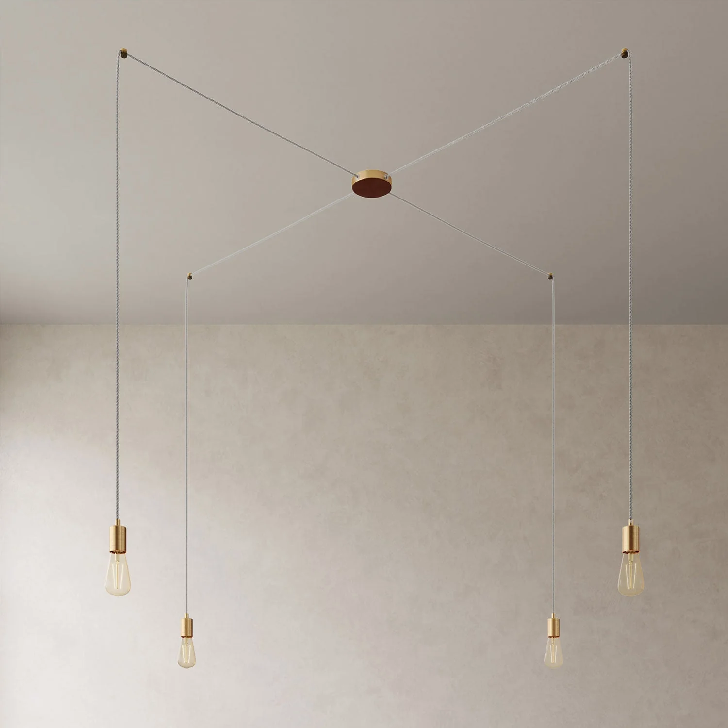Spider - Multiple pendant lamp with 4 drops and metal finishes - Satin bronze - Image 3