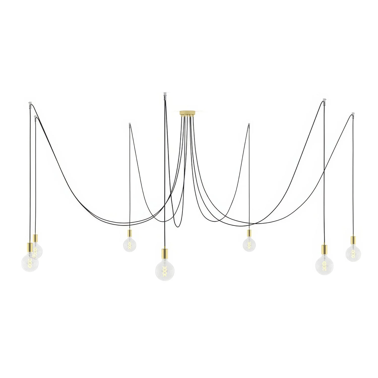 Spider - Multiple pendant lamp with 7 drops and metal finishes - Brass