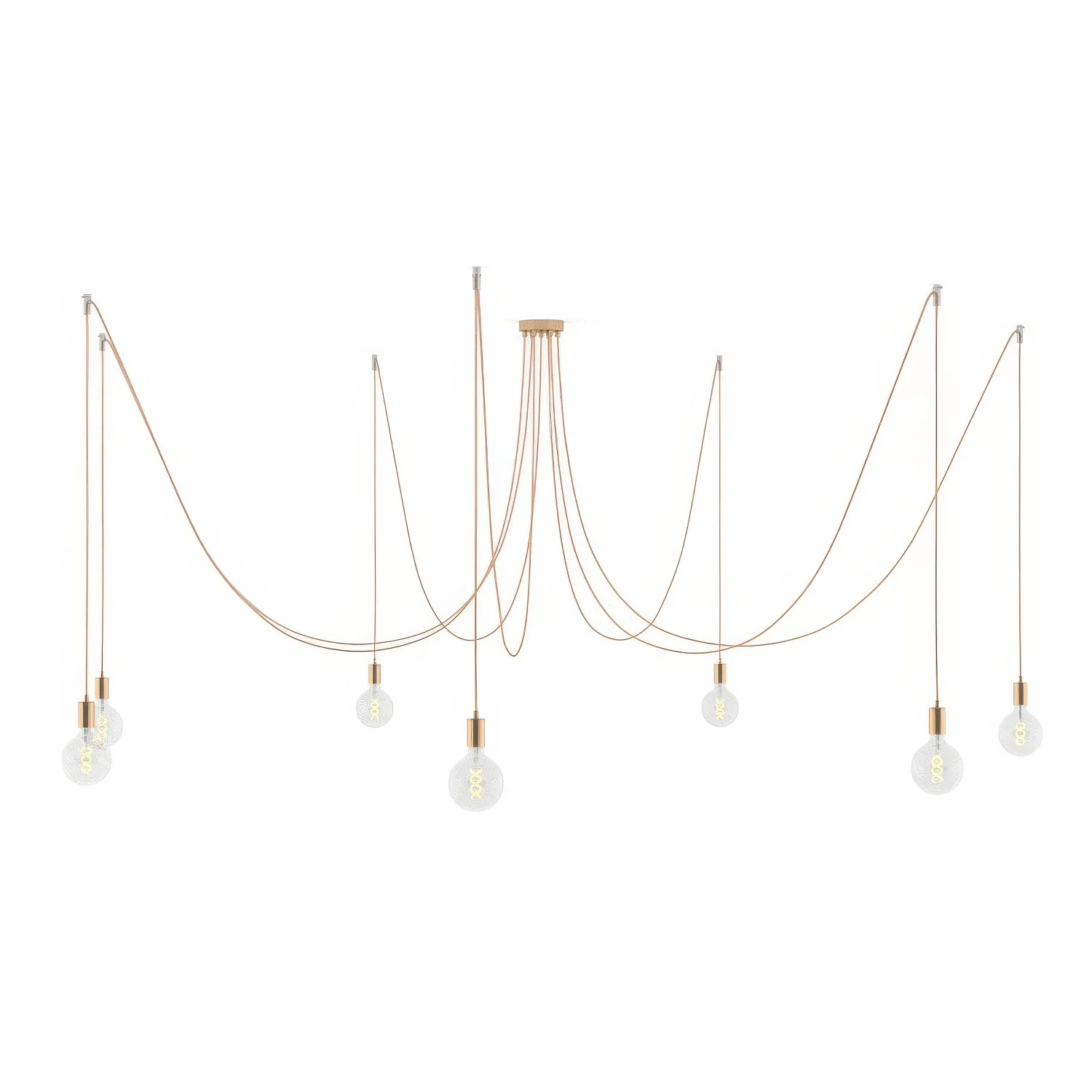 Spider - Multi-drop pendant lamp with 7 drops and metal finishes - Copper