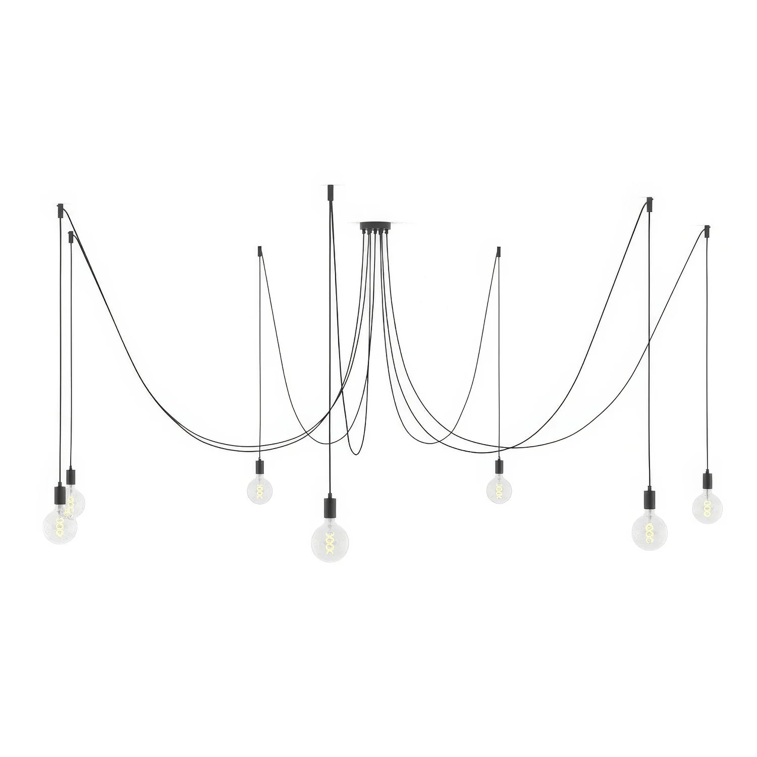 Spider - Multiple pendant lamp with 7 drops and metal finishes - Black