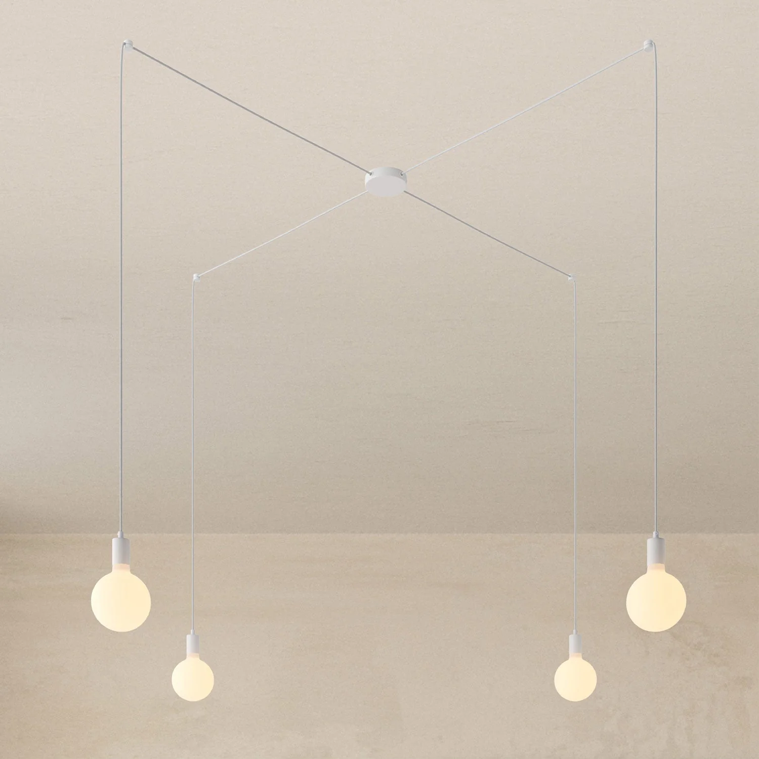 Spider - Multi-drop pendant lamp with 4 drops and metal finishes - White - Image 3