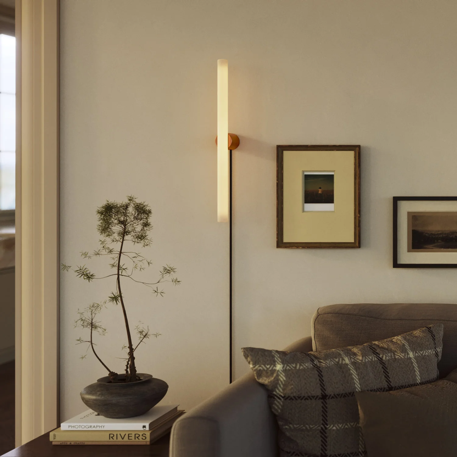 Spostaluce Plug-in Light with Metal Finish and S14d LED Linear Light Bulb - Brushed Copper - Image 2