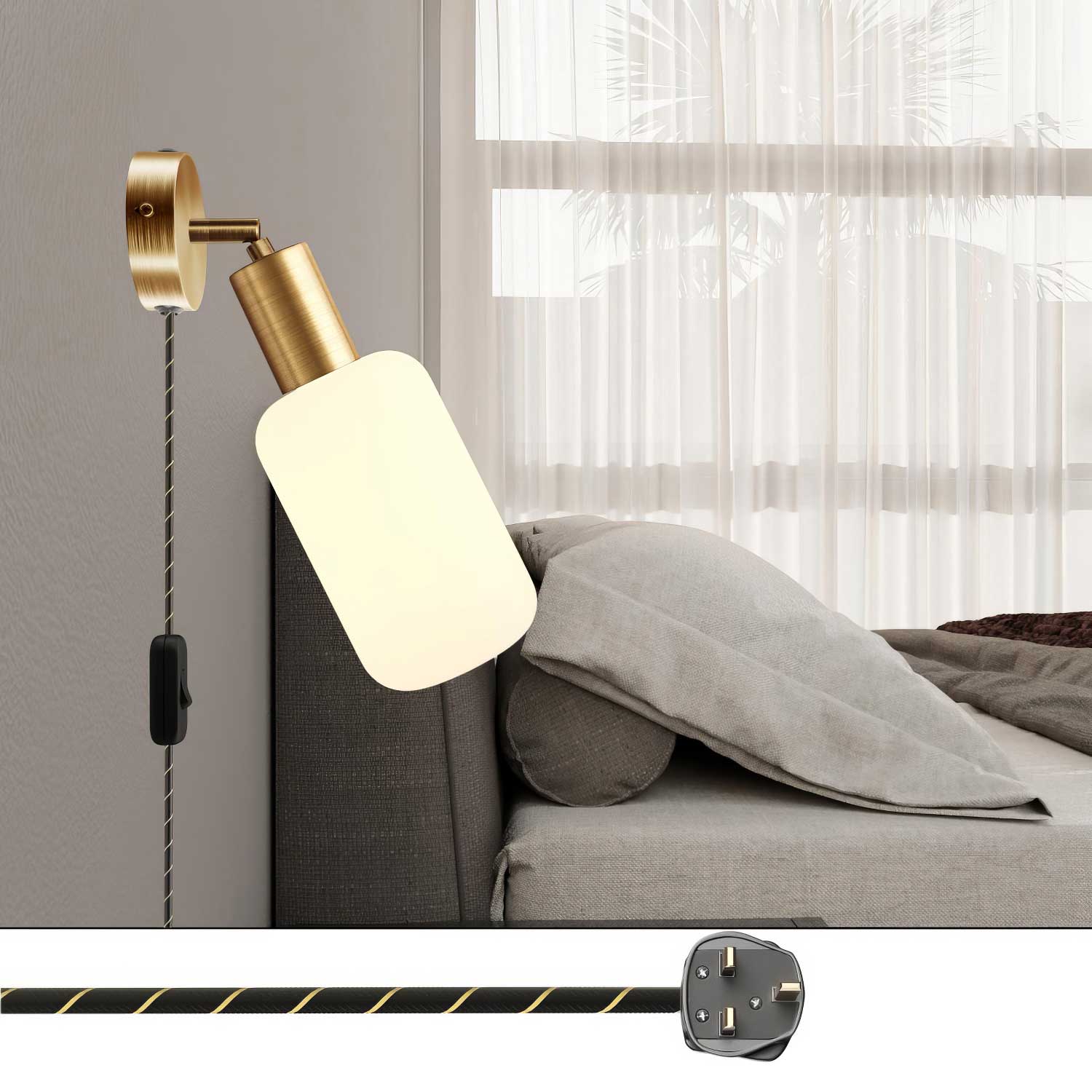 Spostaluce Swivel Joint lamp in metal with UK plug - Satin bronze - Image 2