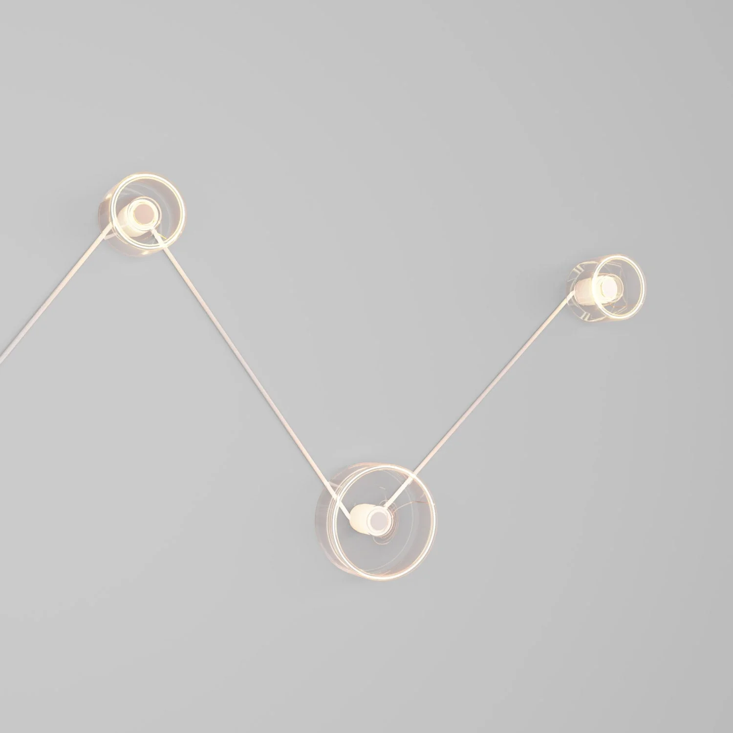 Spostaluce wall lamp with 3 Ghost bulbs and white cable