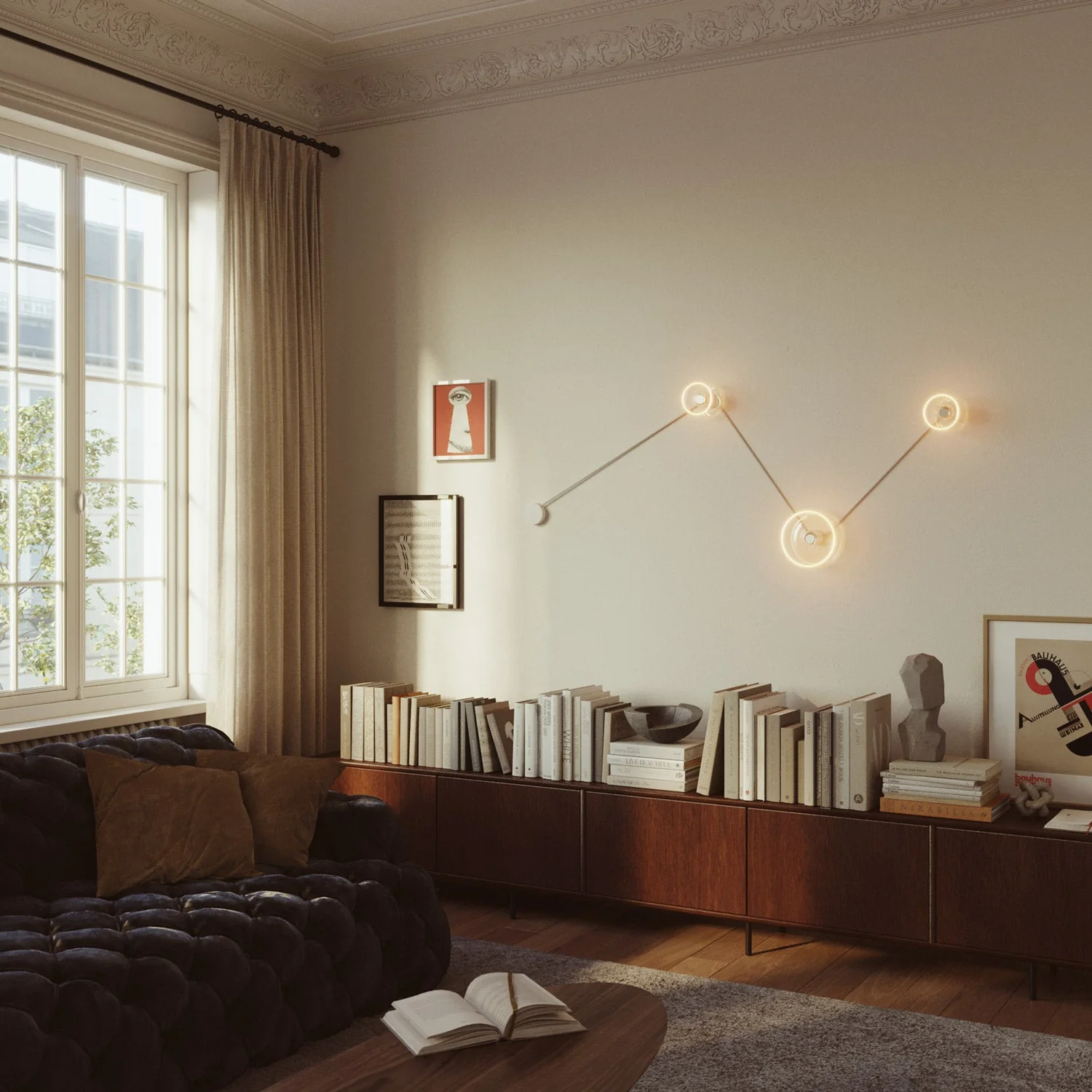 Spostaluce wall lamp with 3 Ghost bulbs and white cable - Image 2