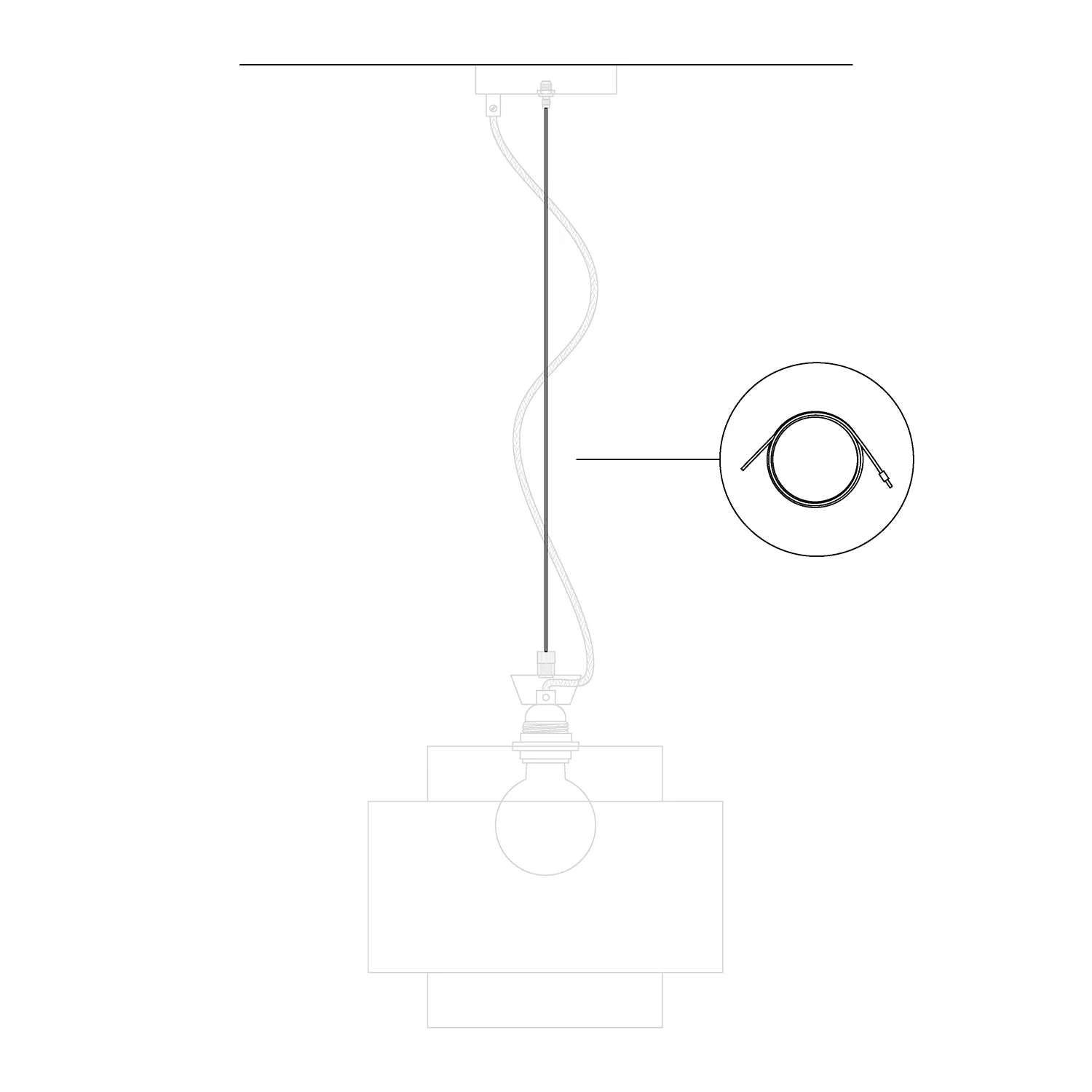 3-metre steel tension cord with locking ball for suspensions - Ø 1.5 mm (25 kg load) - Image 3