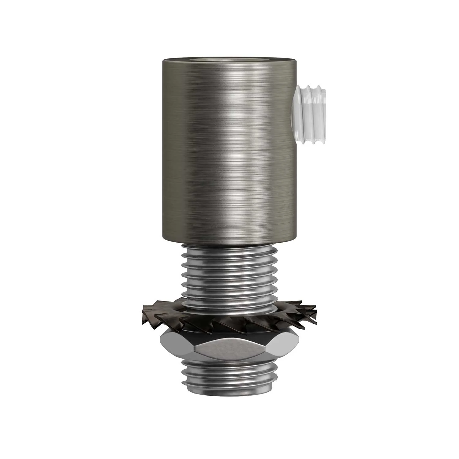 Cylindrical cable clamp in metal complete with rod, nut and washer - Satin titanium