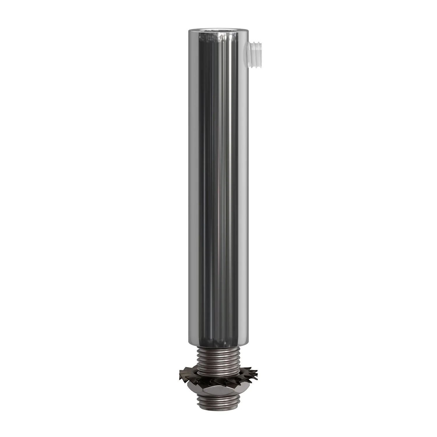 Cylindrical cable clamp in metal, length 7 cm, complete with rod, nut and washer - Chrome