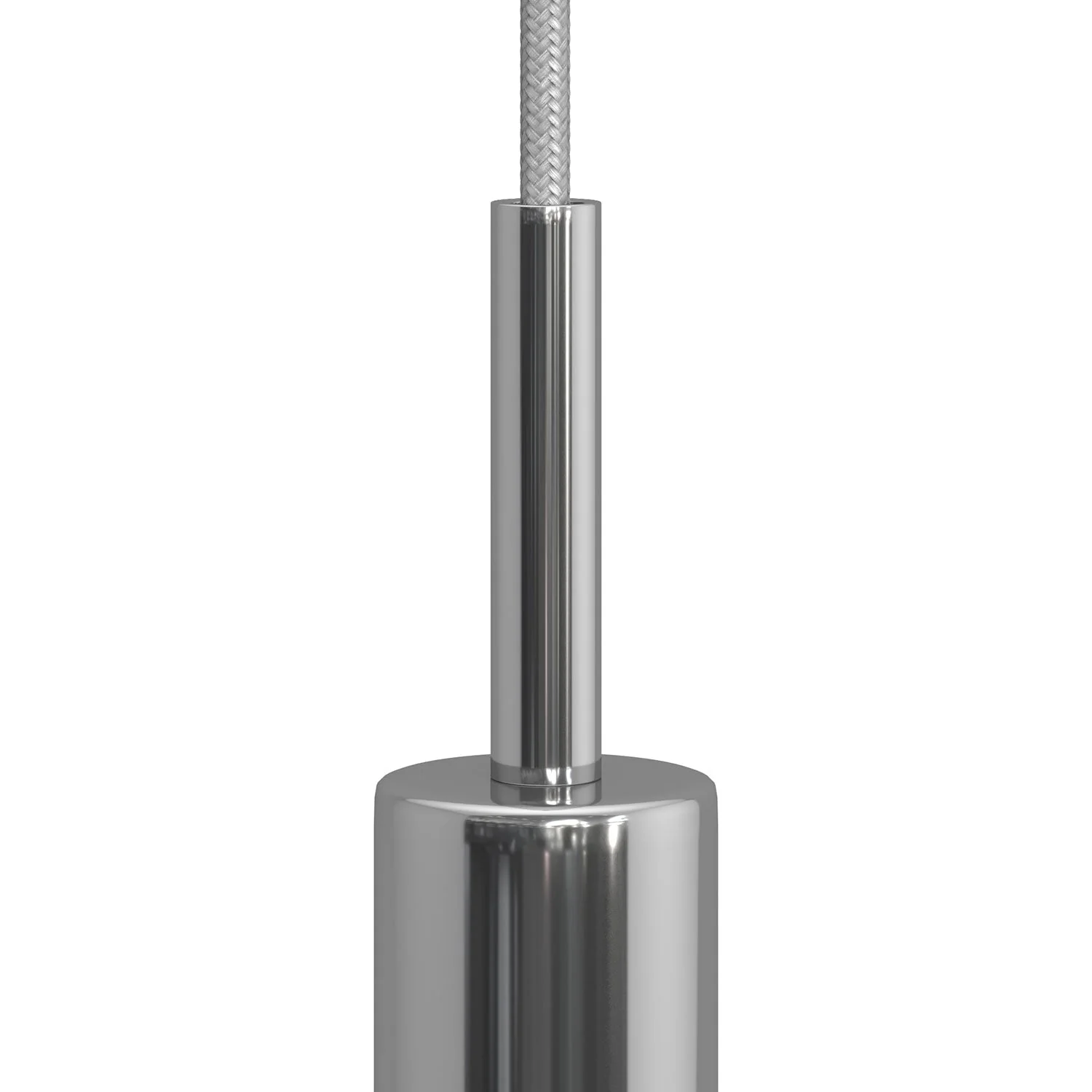 Cylindrical cable clamp in metal, length 7 cm, complete with rod, nut and washer - Chrome - Image 2