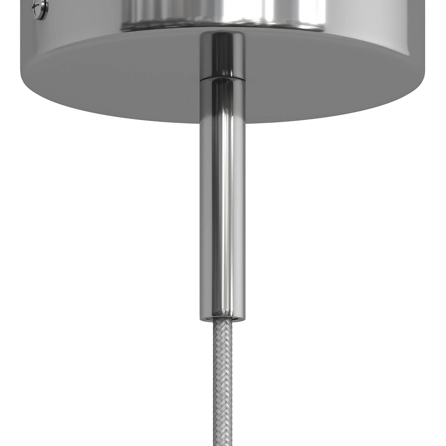 Cylindrical cable clamp in metal, length 7 cm, complete with rod, nut and washer - Chrome - Image 3