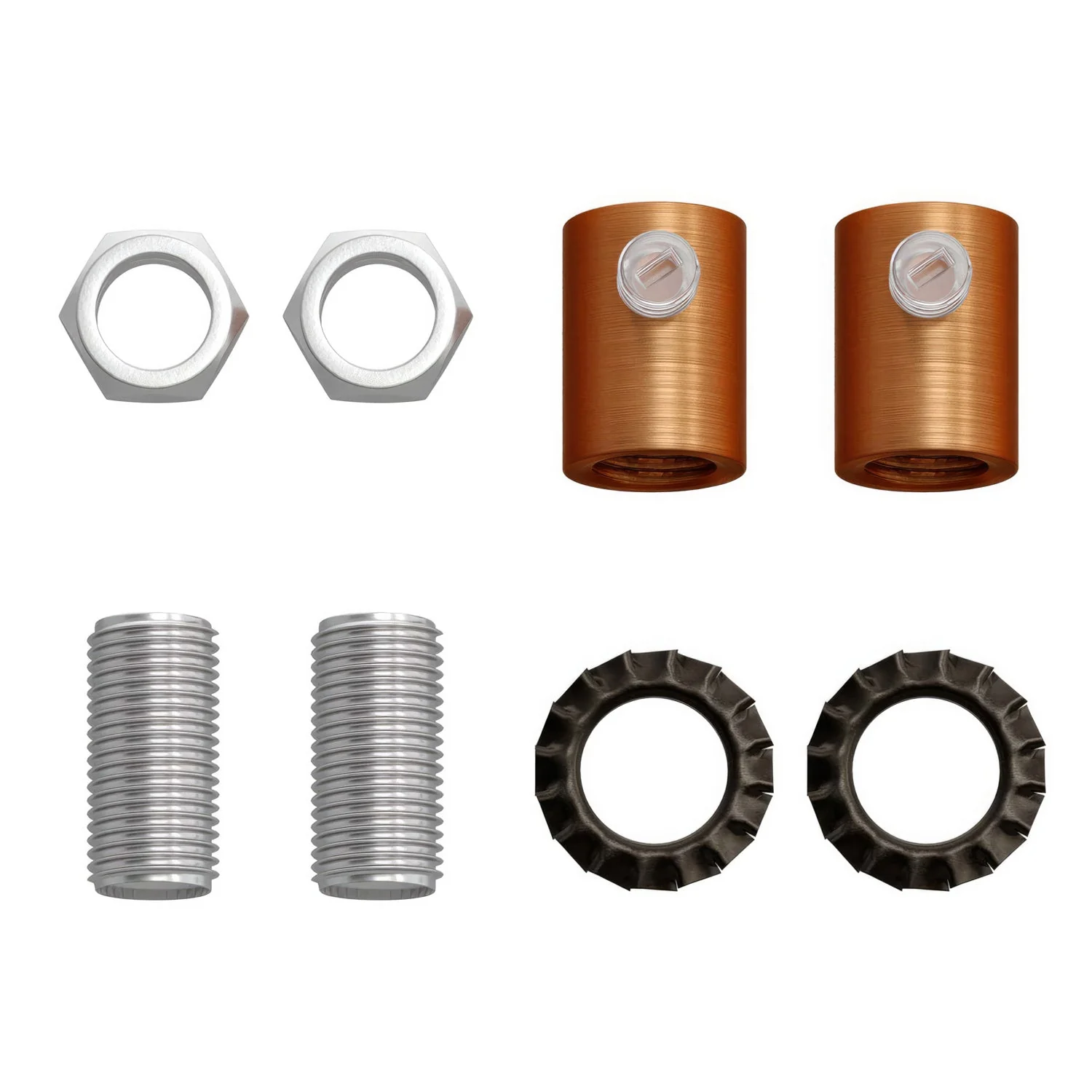 Cylindrical cable clamp in metal complete with rod, nut and washer - Satin copper - Image 4