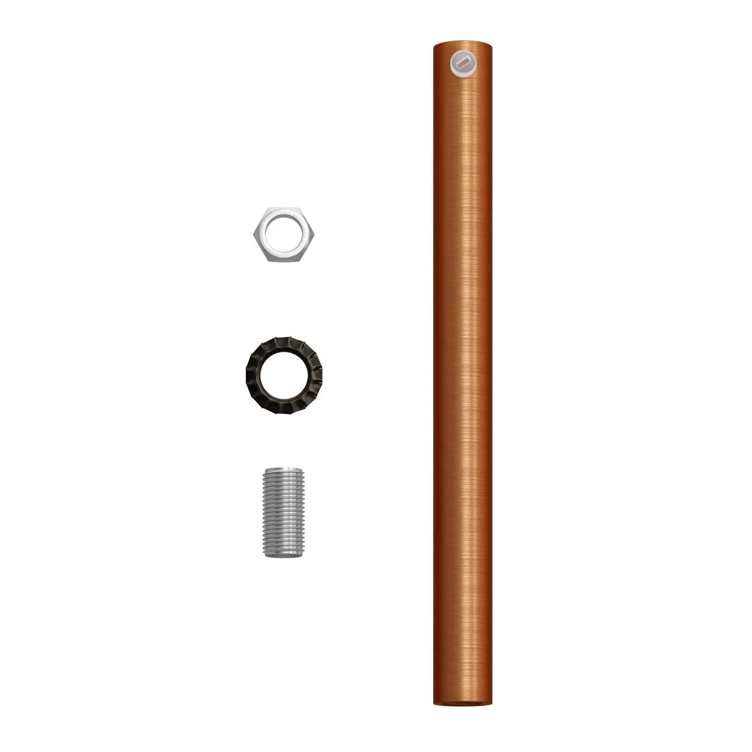 Cylindrical metal cable clamp, length 15 cm, complete with rod, nut and washer - Satin copper - Image 4