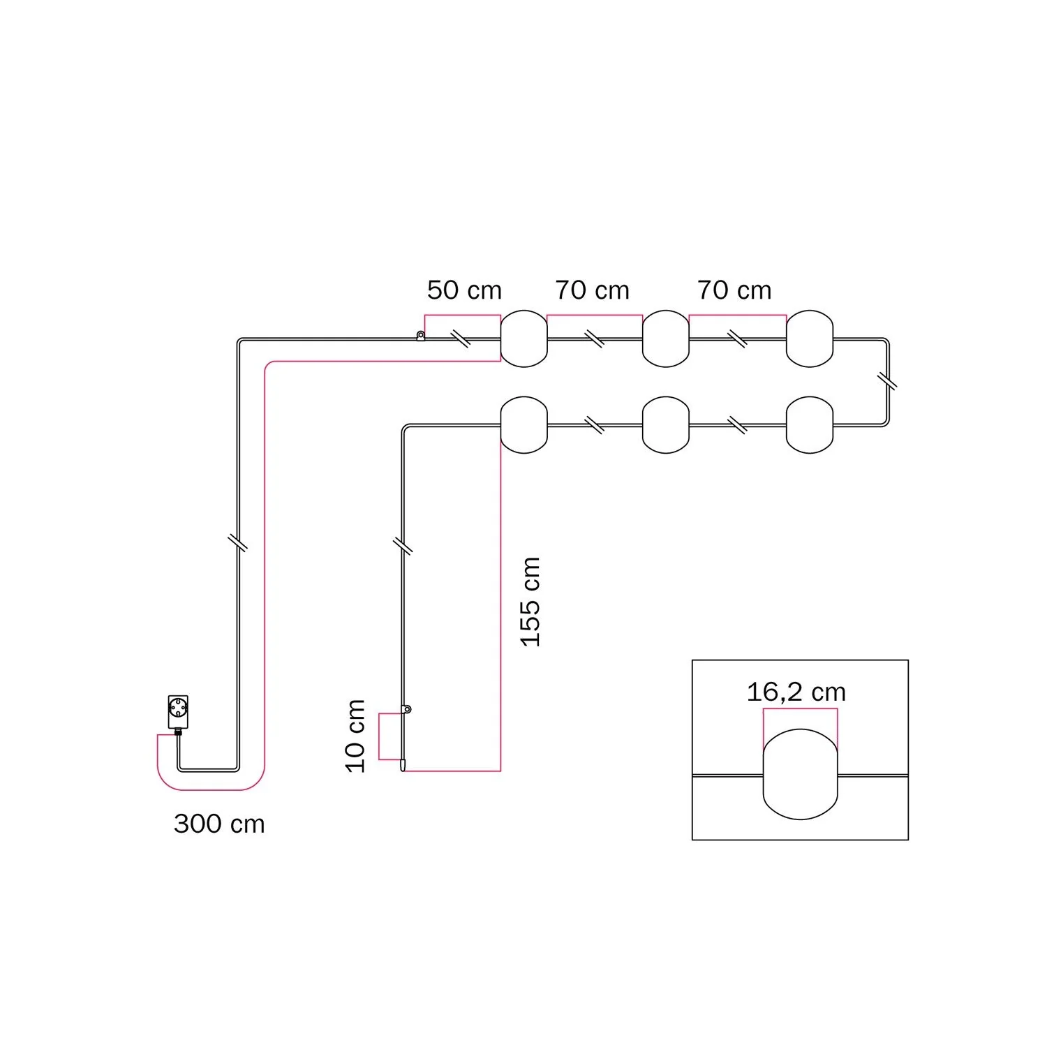 Outdoor light chain with 6 light points IP67 Red Starfish - Marina6 Cherry - Image 8