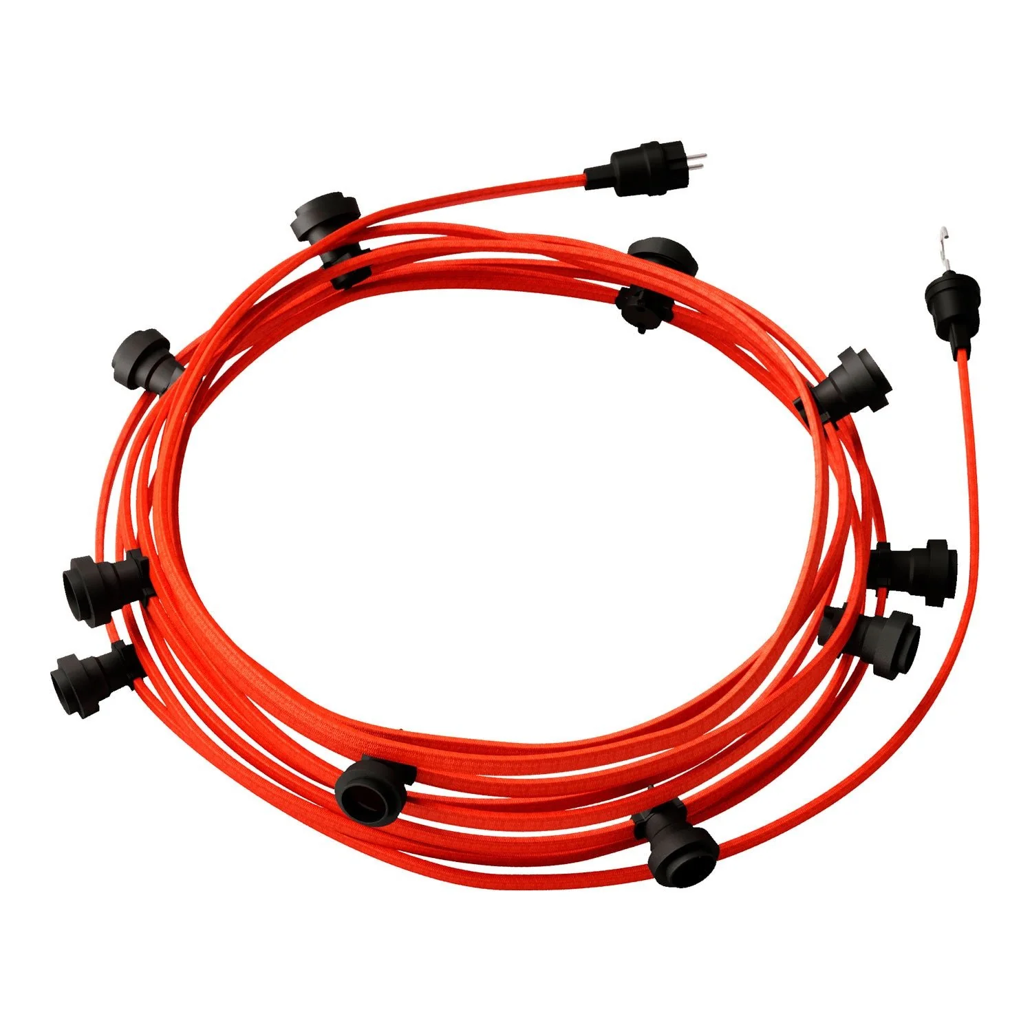 Lumet String light system 12.5 m with CF15 textile cable, 10 lamp holders, black hook and plug