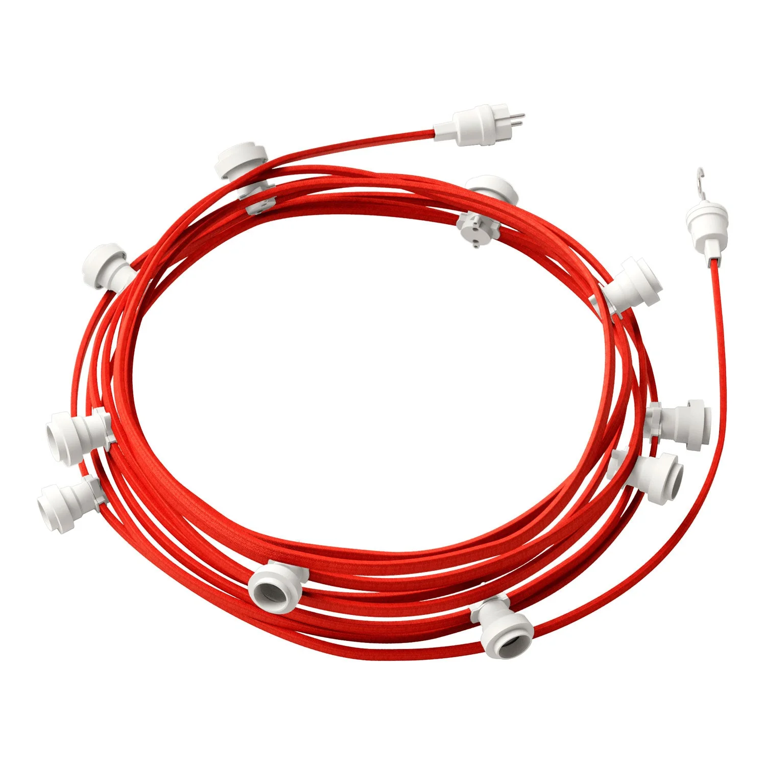 Lumet String light system, 12.5 m, with CM09 fabric cable, 10 lamp holders, white hook and plug