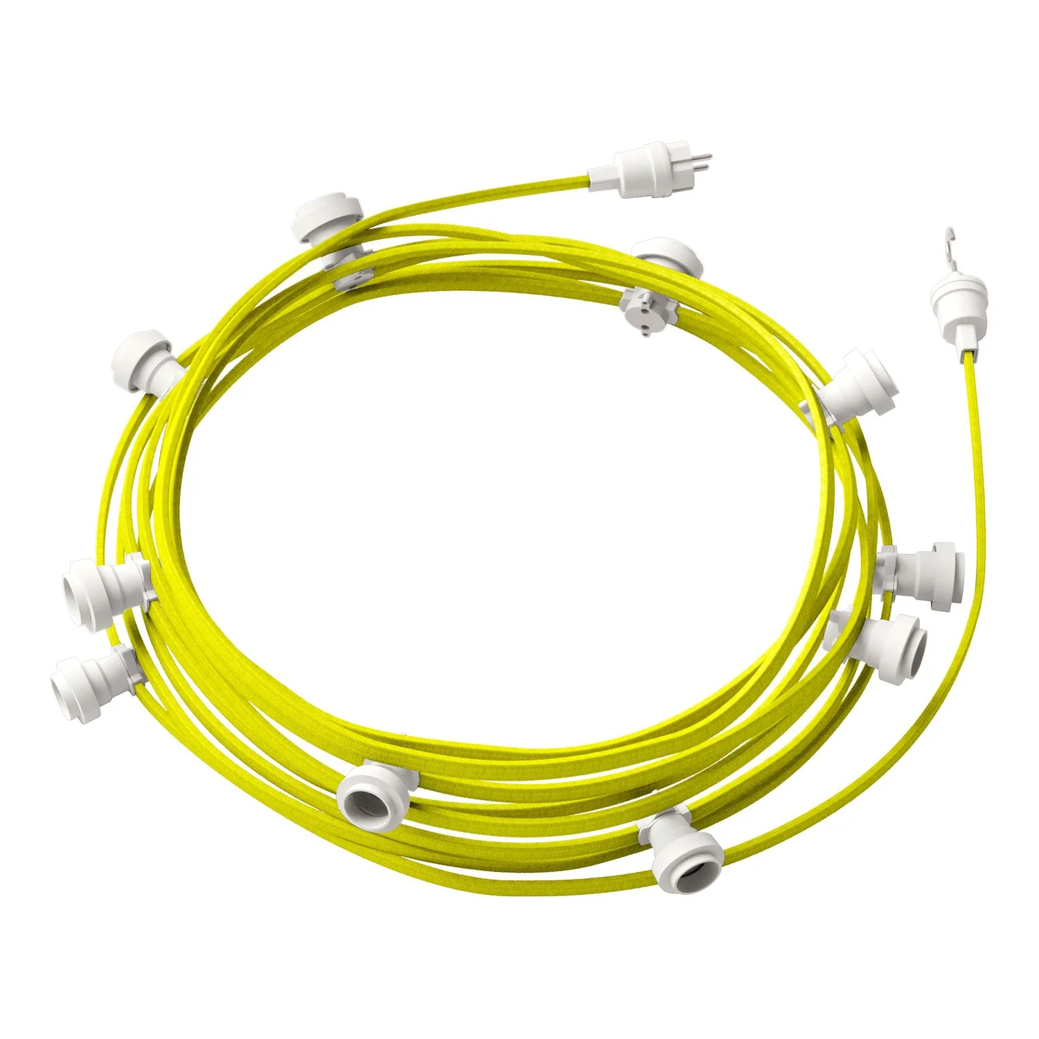 Lumet String light system 12.5 m with CF10 fabric cable, 10 lamp holders, white hook and plug