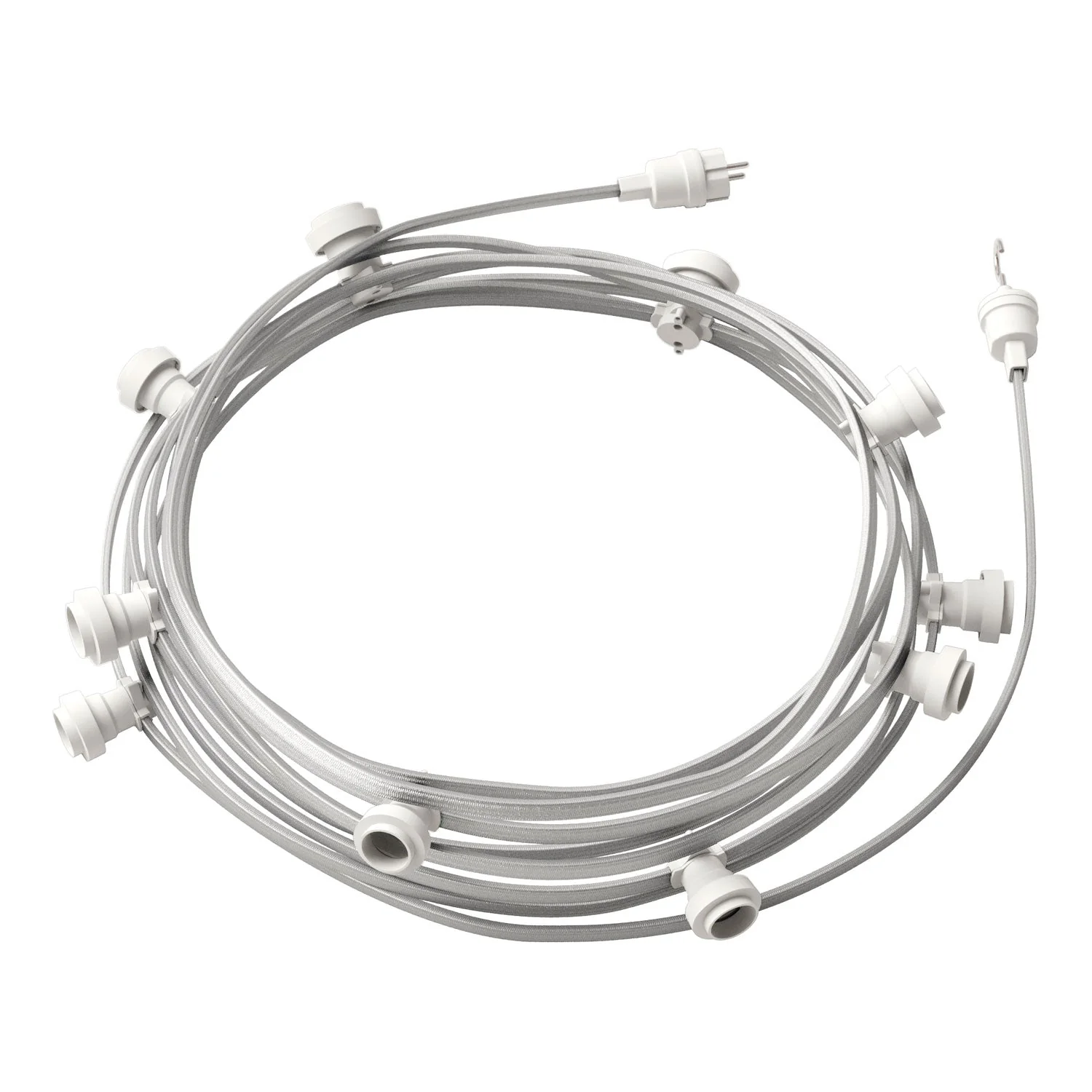Lumet String light system 12.5 m with CM02 textile cable, 10 lamp holders, hook and white plug
