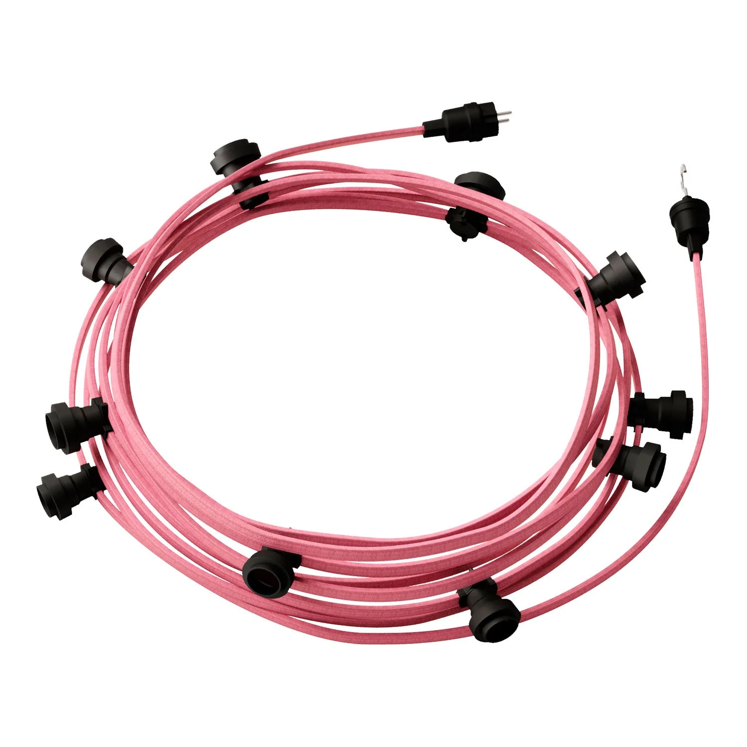 Lumet String Light System 12.5 m with CM16 textile cable, 10 lamp holders, black hook and plug
