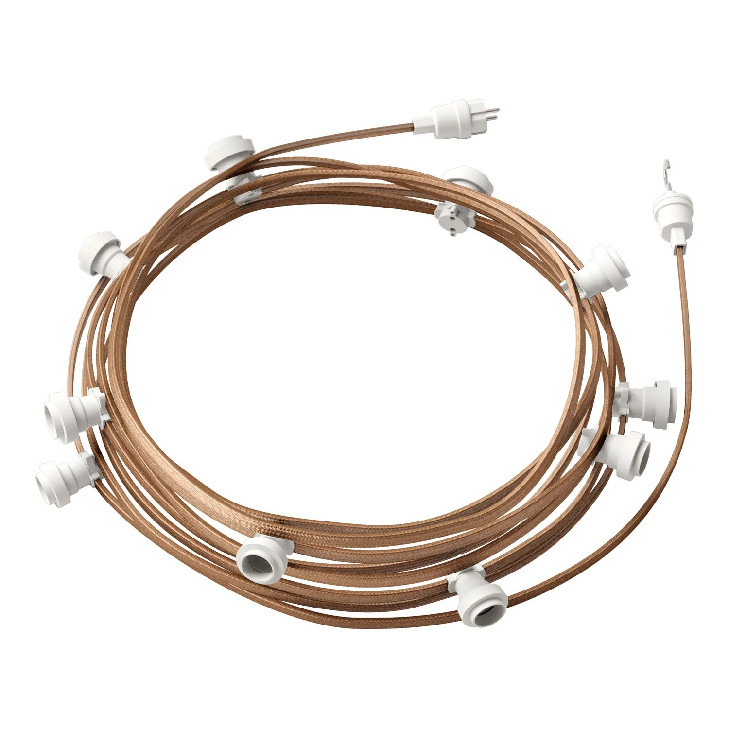 Lumet String light System 12.5 m with CM27 textile cable, 10 lamp holders, white hook and plug