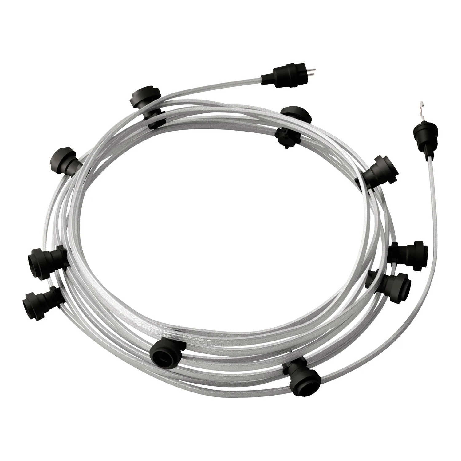 Lumet String light system 12.5 m with CM02 textile cable, 10 lamp holders, hook and black plug