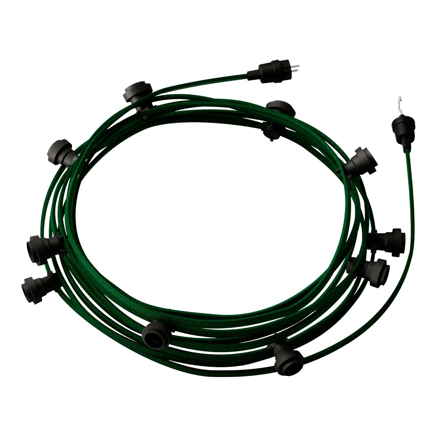 Lumet String light system 12.5 m with CM21 textile cable, 10 lamp holders, black hook and plug