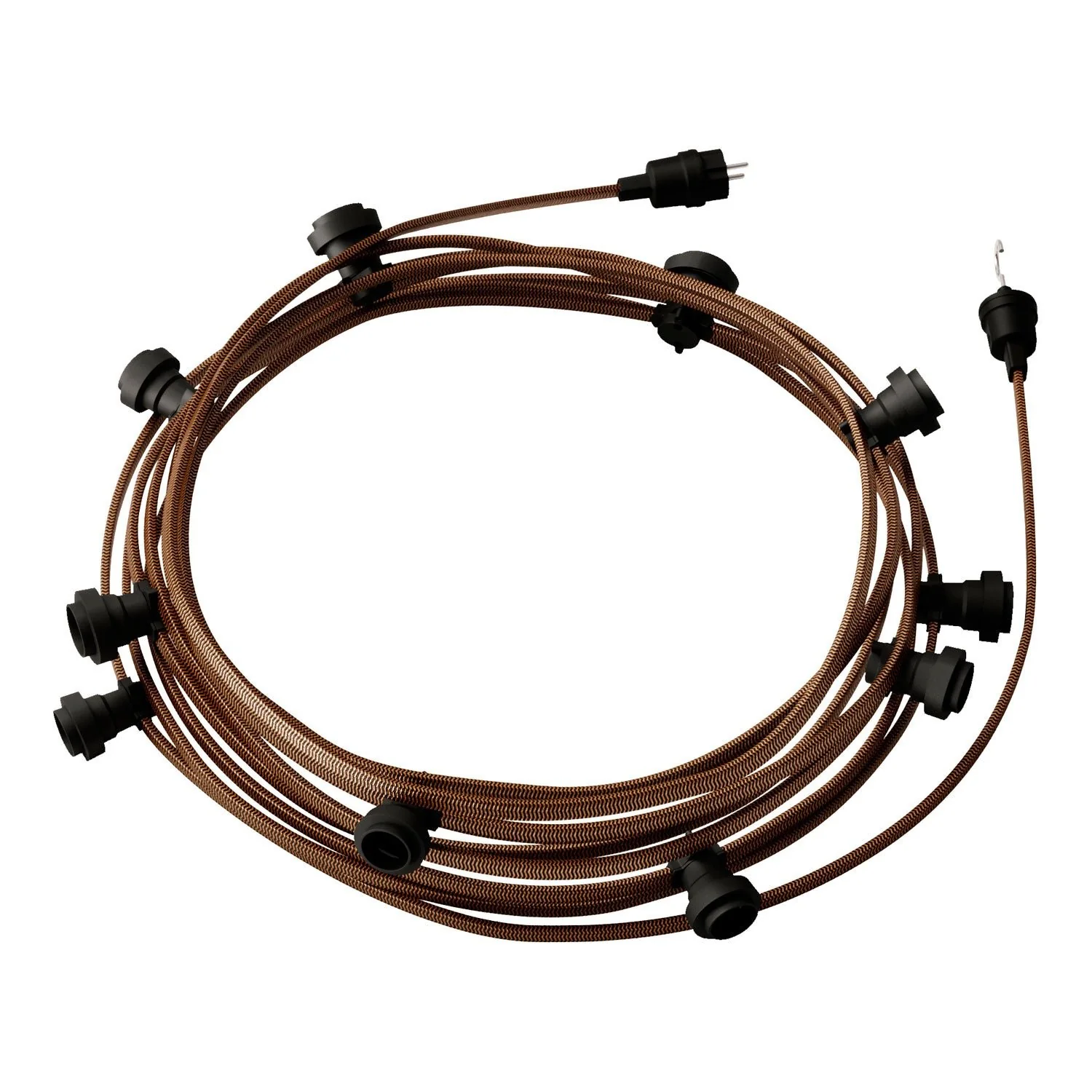 Lumet string light system, 12.5 m with CZ22 textile cable, 10 lamp holders, hook and black plug