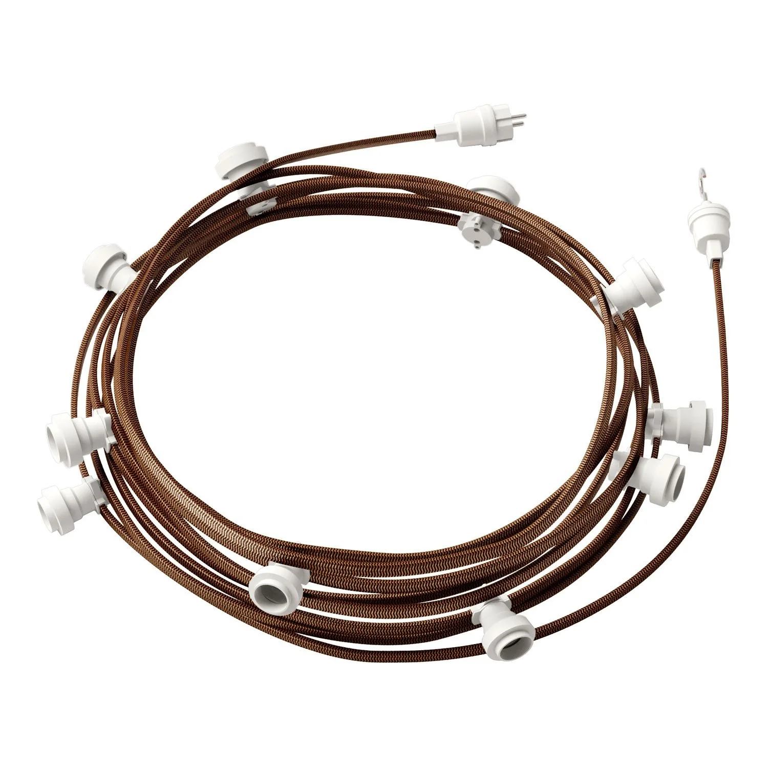 Lumet String light system 12.5 m with CZ22 textile cable, 10 lamp holders, hook and white plug