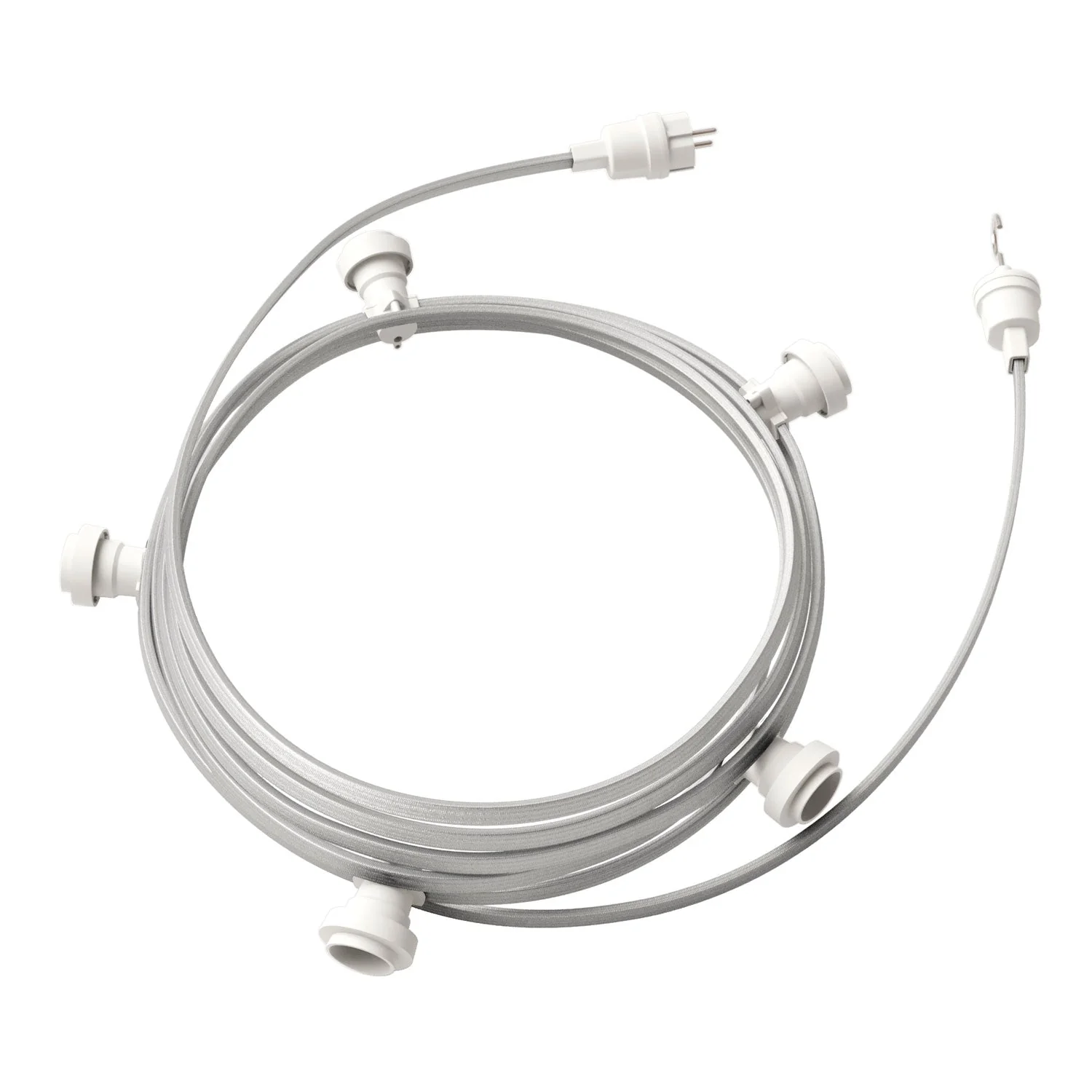 Lumet String light system 7.5 m with textile cable CM02, 5 lamp holders, white hook and plug