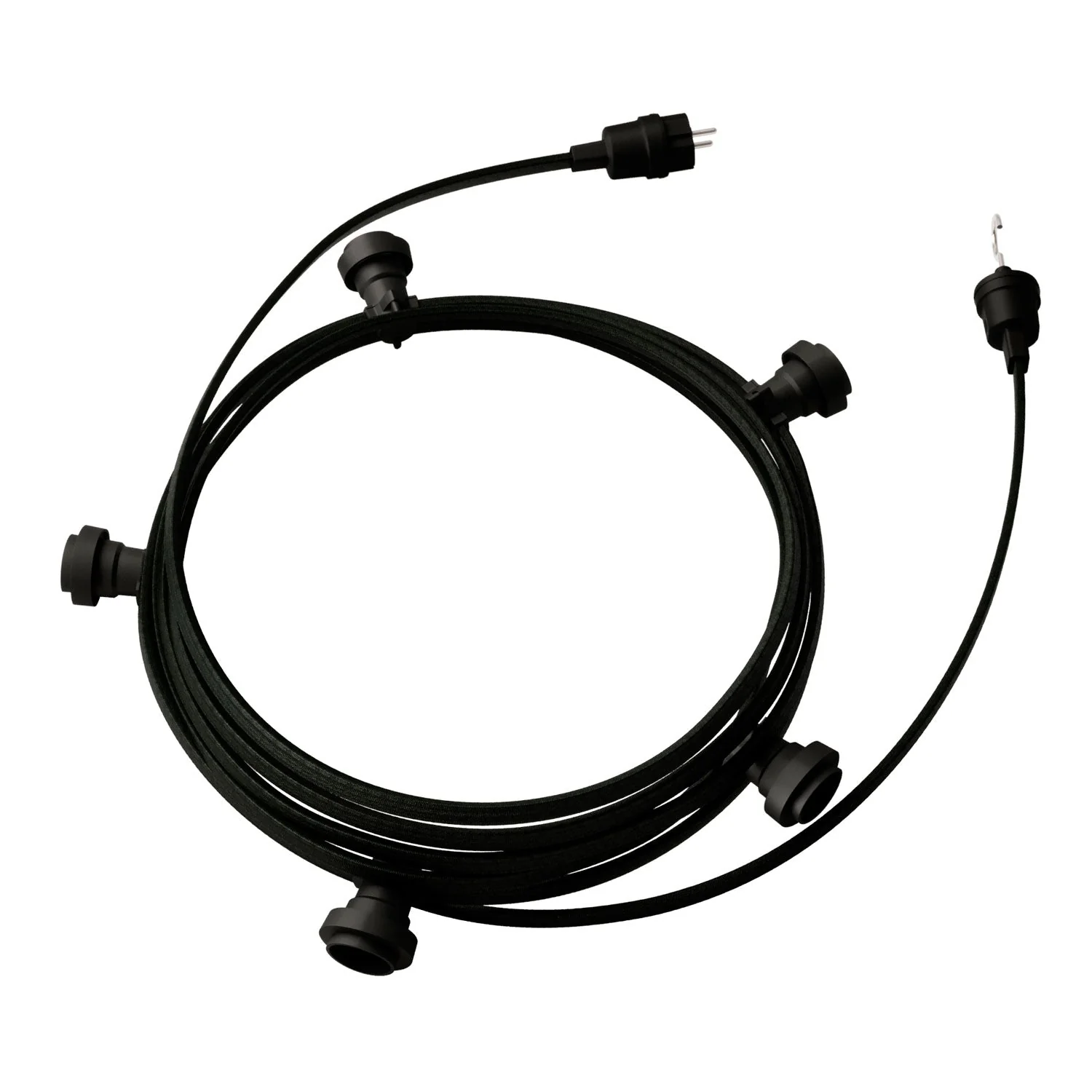 String light Lumet system 7.5 m with textile cable CM04, 5 lamp holders, hook and black plug