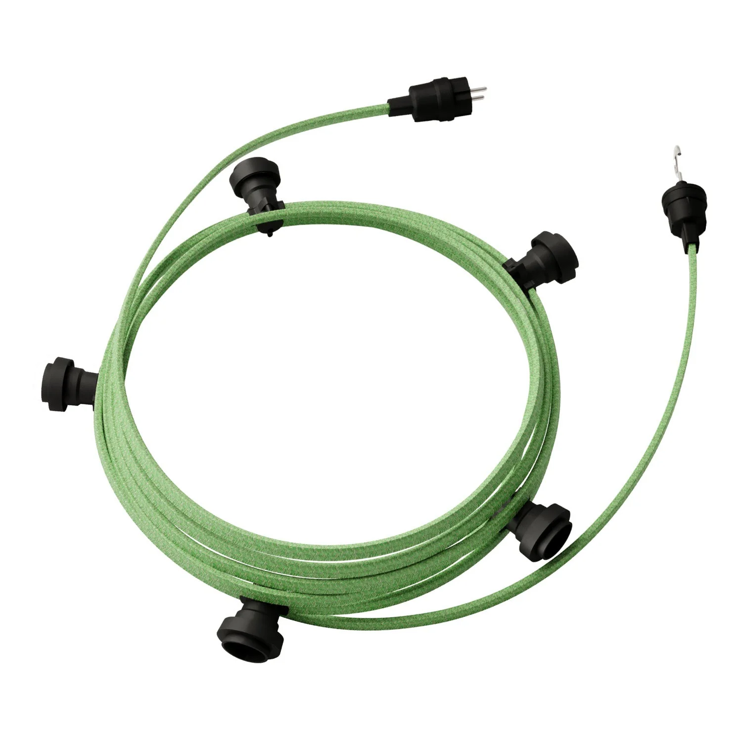 String light Lumet system 7.5 m with CX08 textile cable, 5 lamp holders, black hook and plug