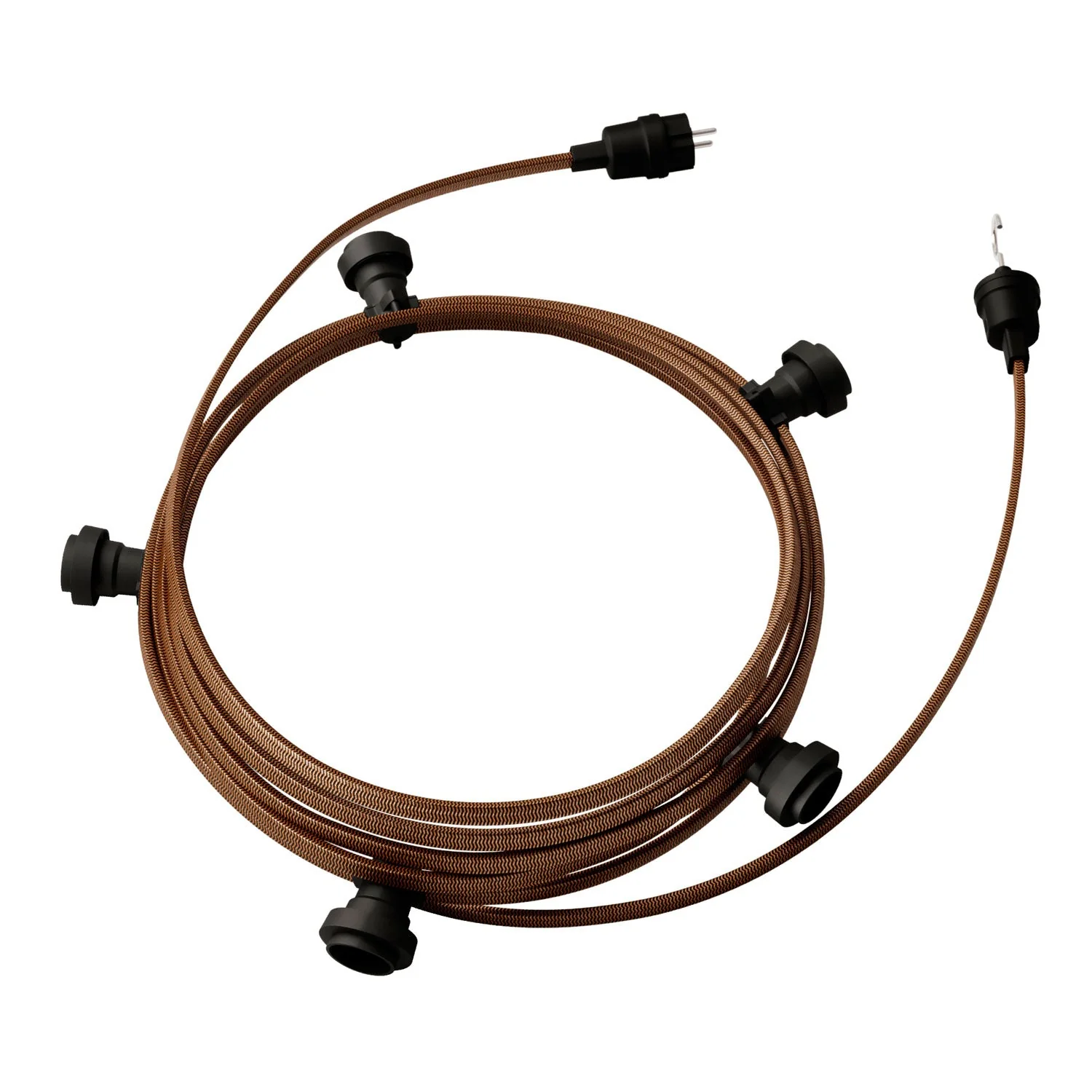Lumet String light system 7.5 m with CZ22 textile cable, 5 lamp holders, black hook and plug