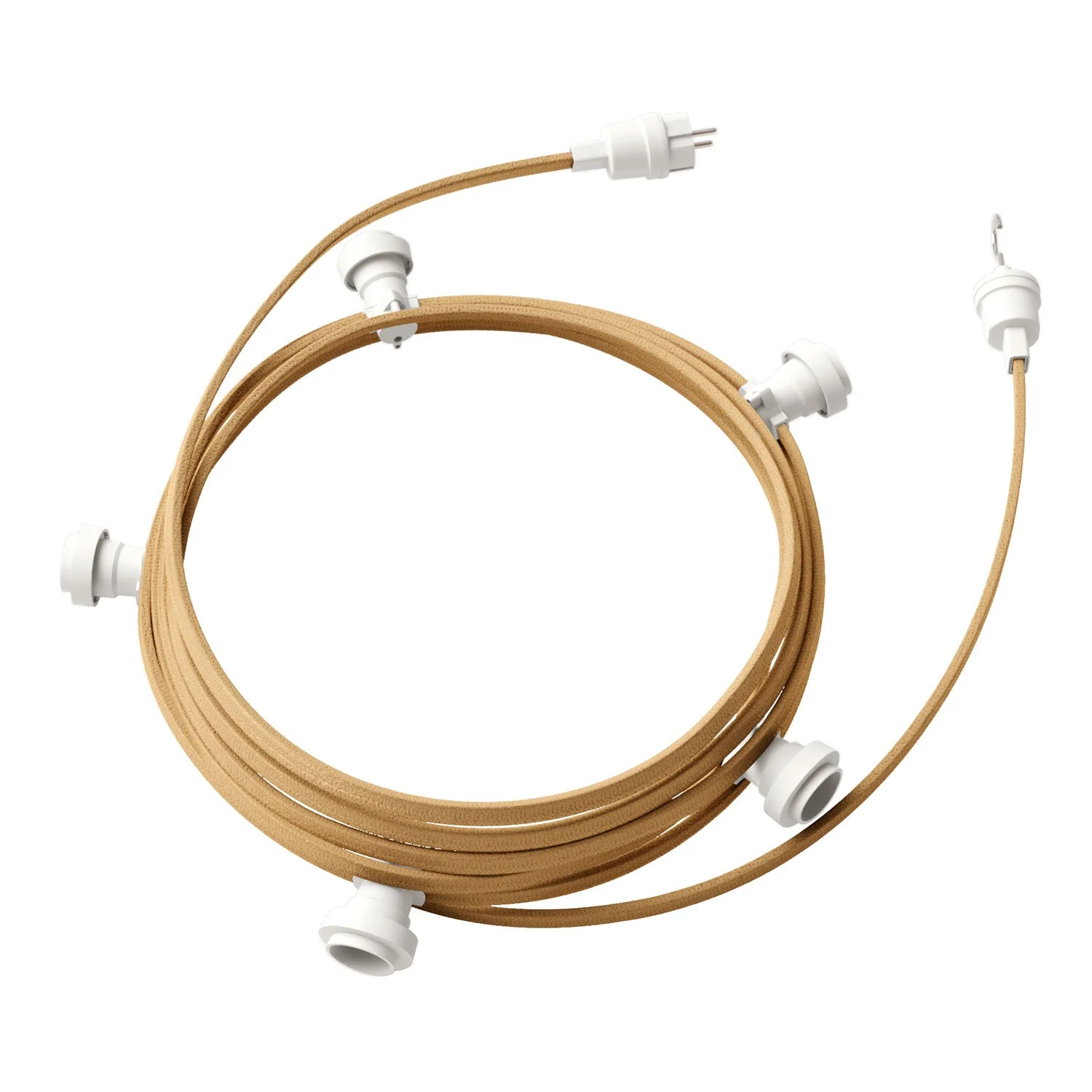 Lumet string light system 7.5 m with CN06 fabric cable, 5 lamp holders, white hook and plug