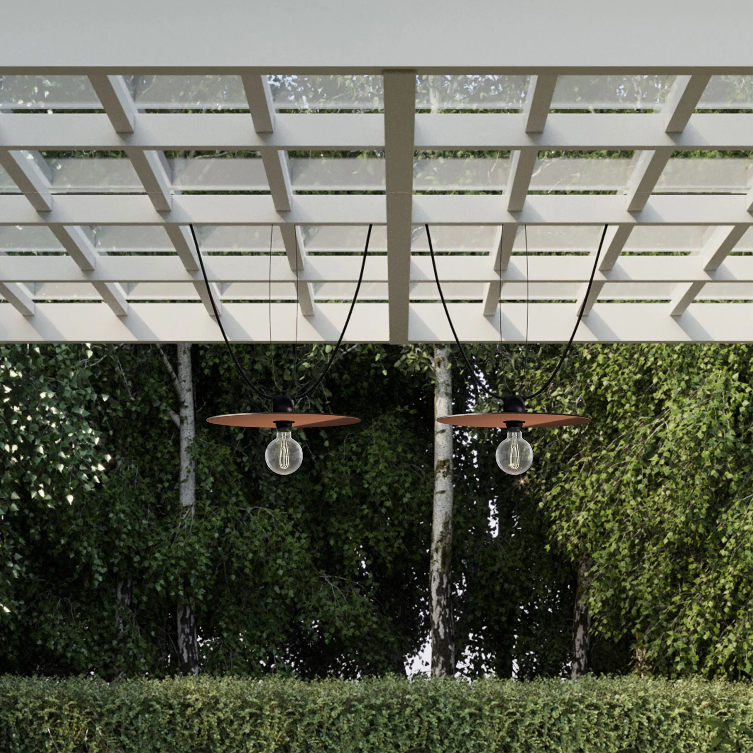 Modulair outdoor string light IP65 with 2 lampshades and ceiling rose - Copper and Bronze - Image 3