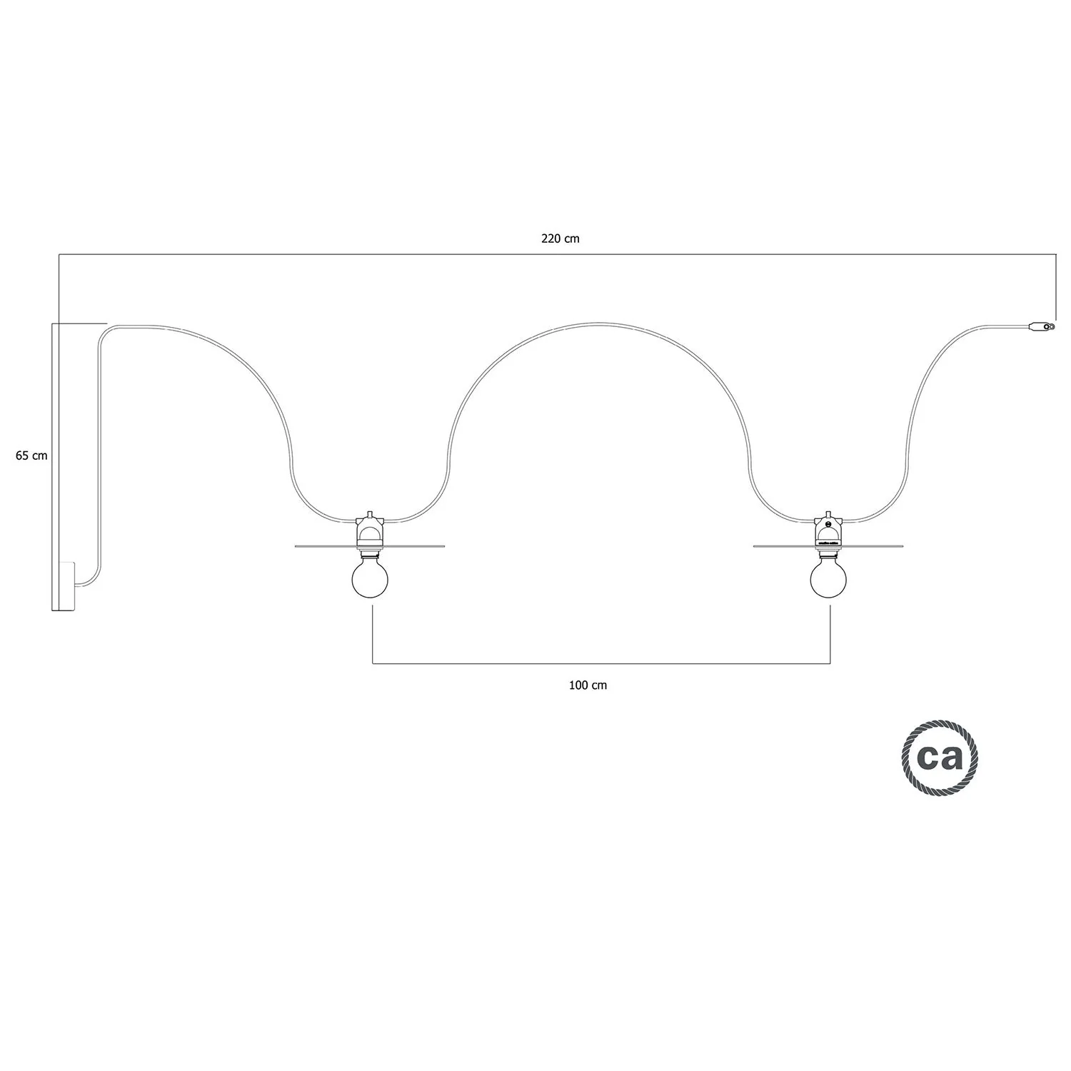 Modulair outdoor string light IP65 with 2 lampshades and ceiling rose - Copper and Bronze - Image 5