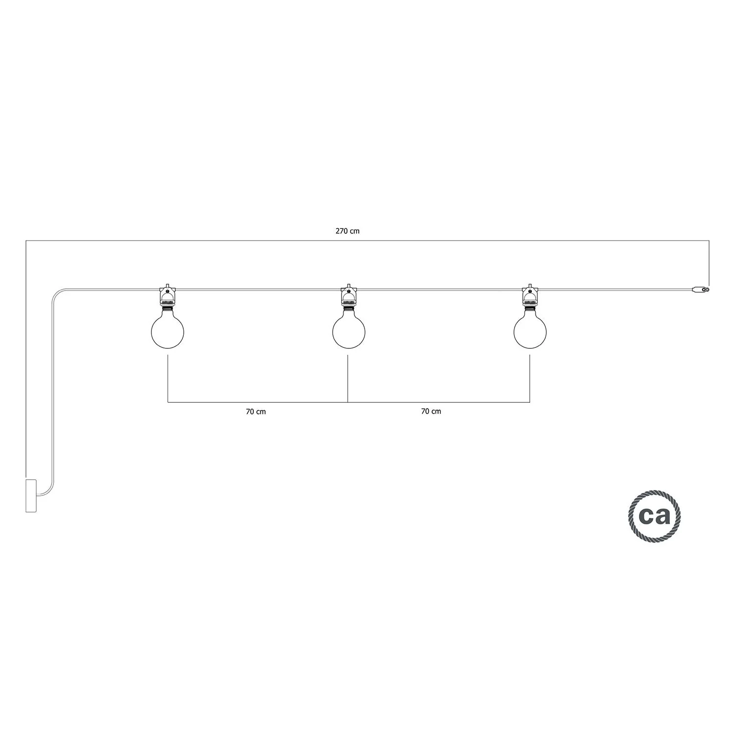 Modulair outdoor string light IP65 with 3 lights and ceiling rose - White - Image 5