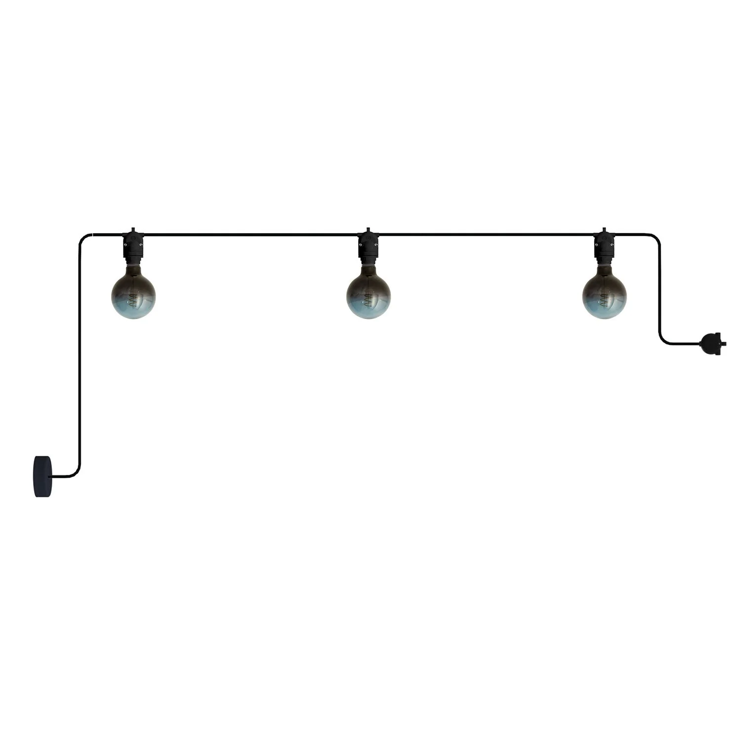 Outdoor Modulair string light IP65 with 3 lights and ceiling rose - Black
