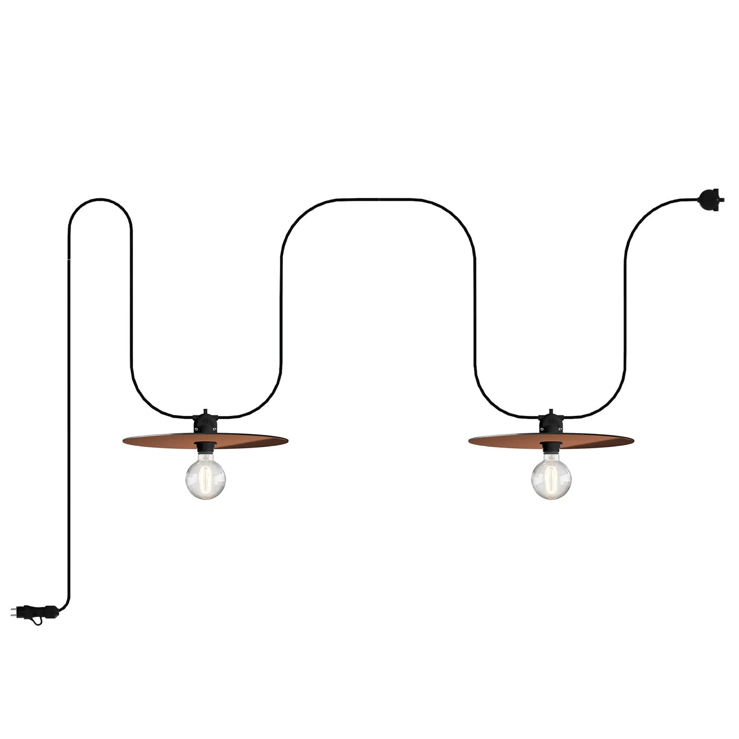 Modulair outdoor portable string light IP65 with 2 lampshades - Copper and Bronze