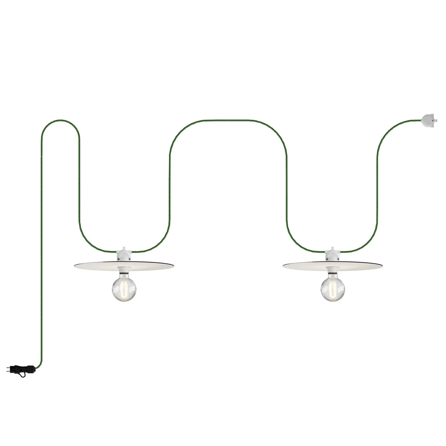 Modulair outdoor portable string light IP65 with 2 lampshades - White