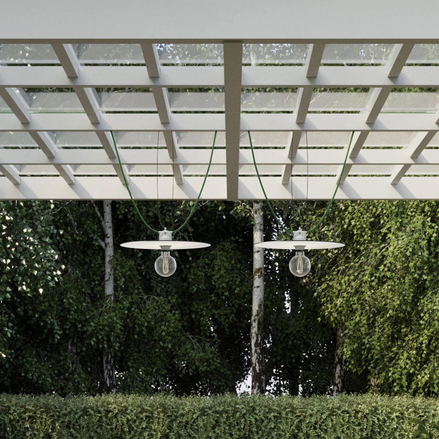 Modulair outdoor portable string light IP65 with 2 lampshades - White - Image 3