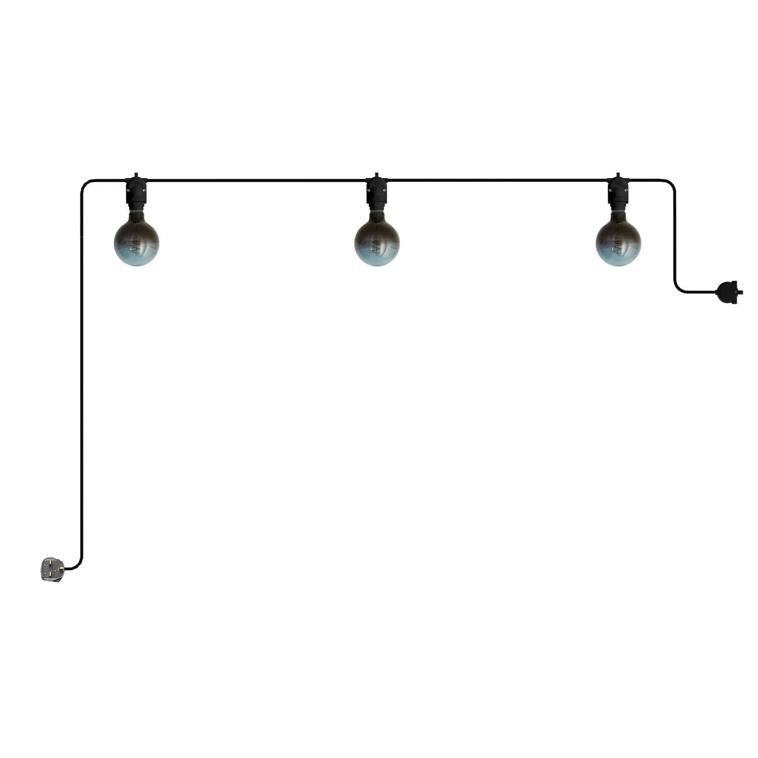 Modulair outdoor IP65 portable string light with 3 lights and UK plug - Black