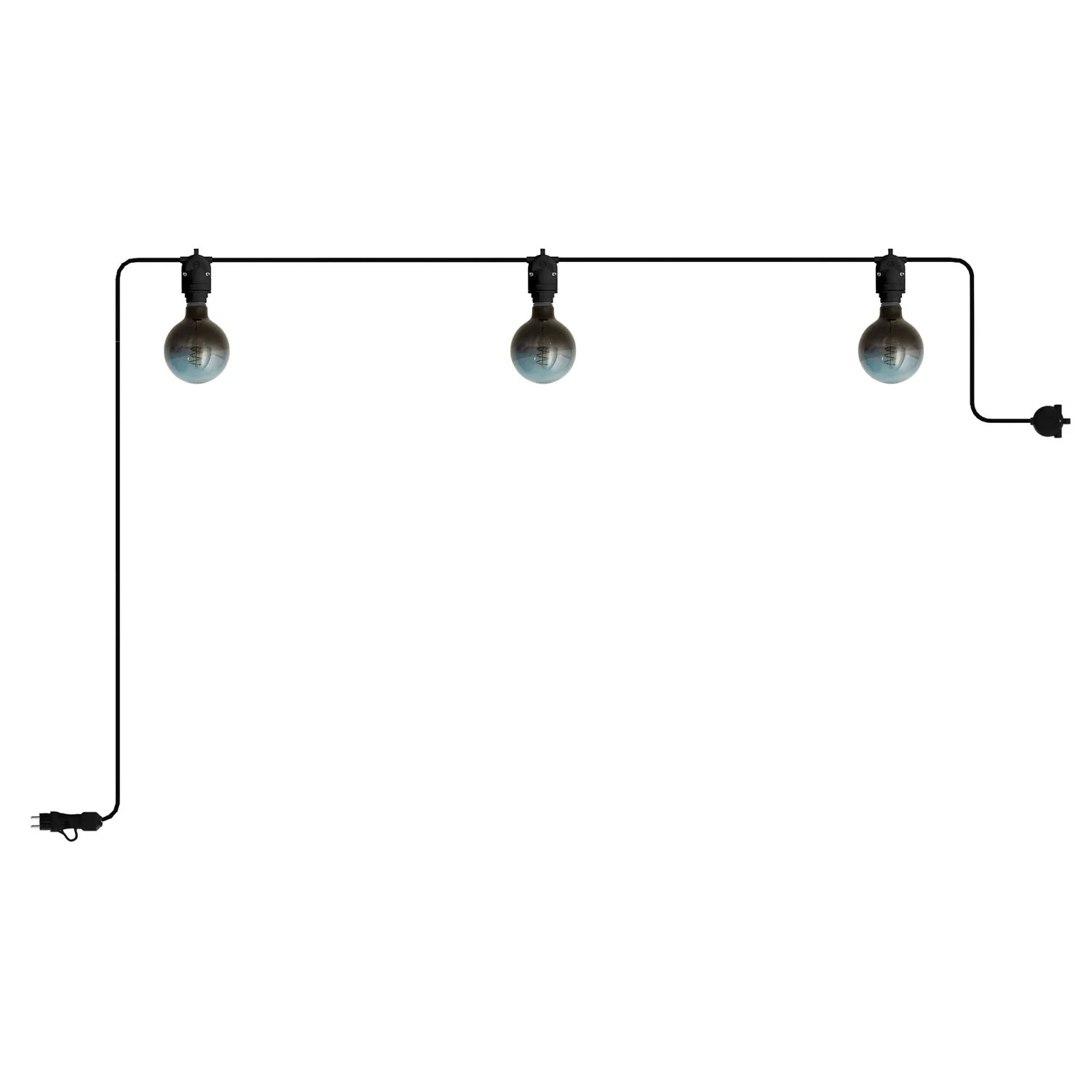 Modulair outdoor portable string light IP65 with 3 lights - Black